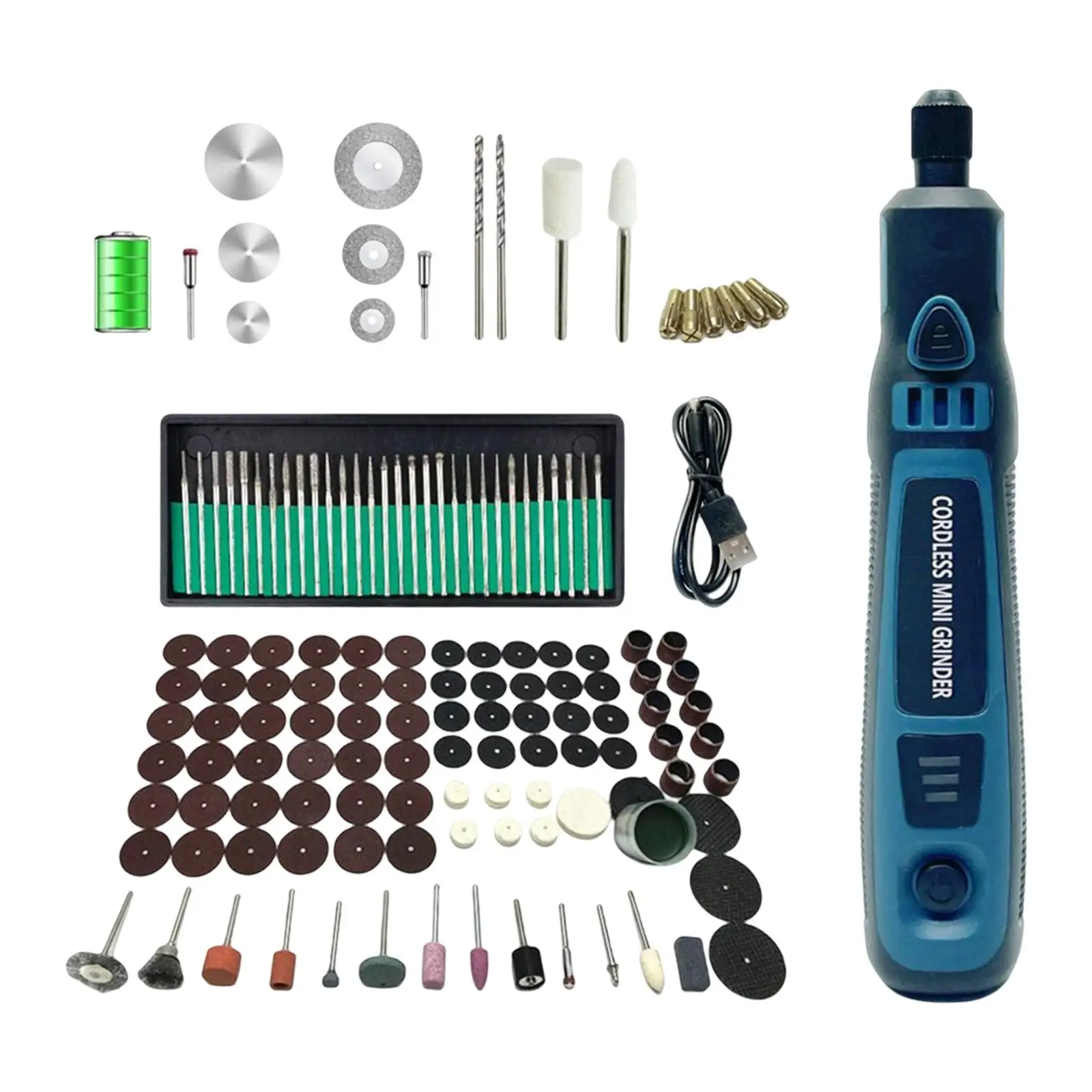 Portable Grinder Kit with Accessories 3 Speeds USB Rechargable for Drilling Sanding