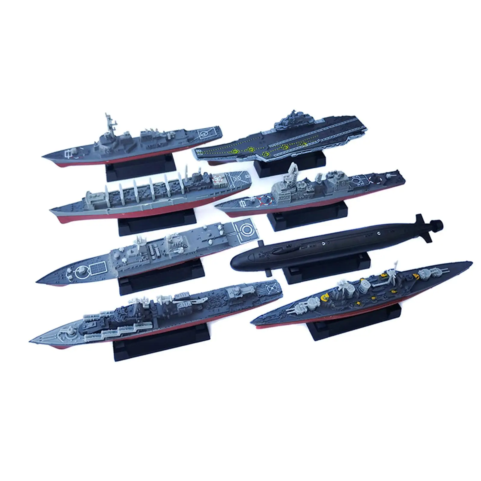 8 Pieces Aircraft Carrier Toy Model Simulation Submarine Naval Ship Playset Unfinished Craft Hobby Puzzles for Party Favors Kids