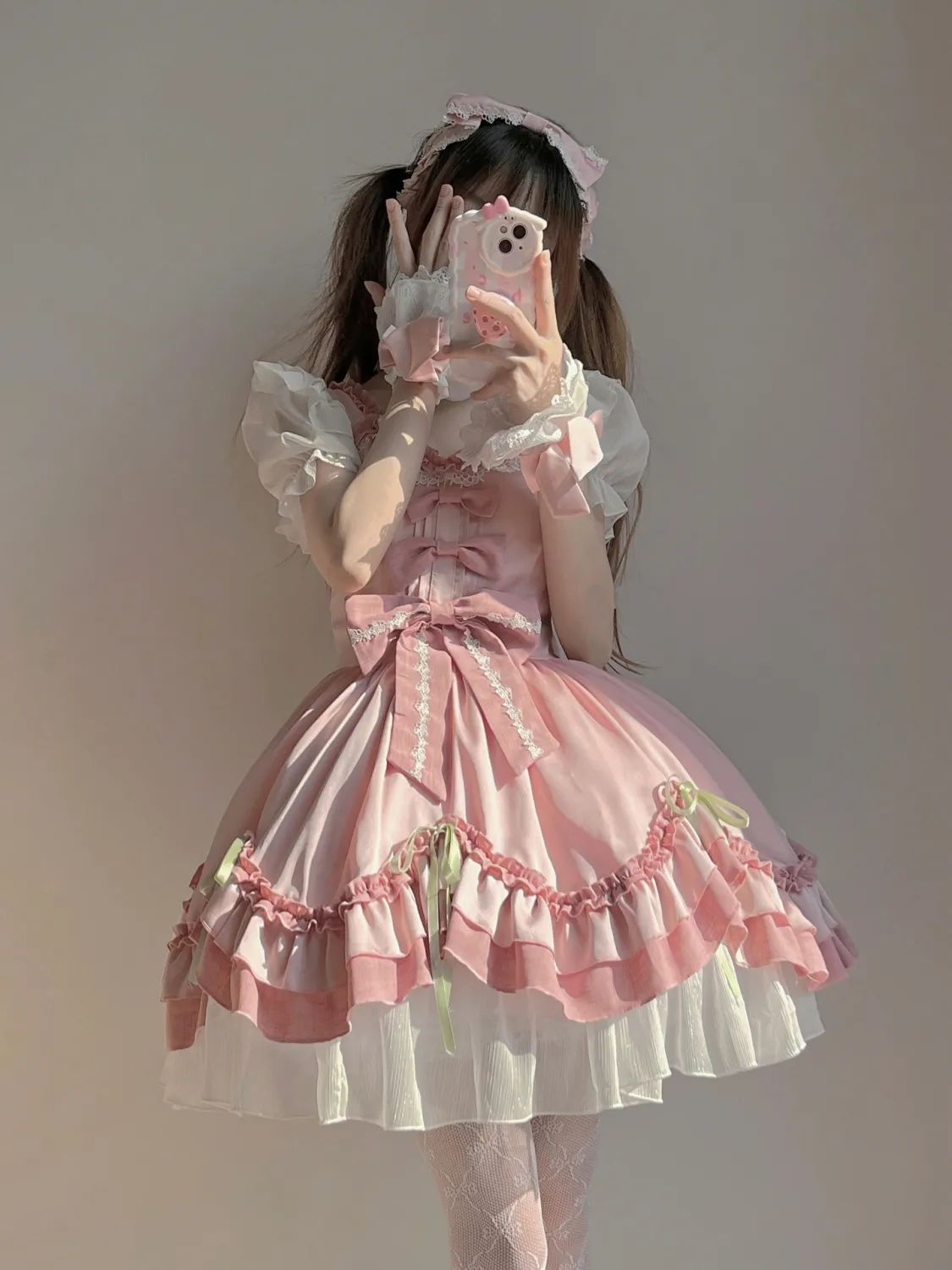 Coalfell-vestido de lolita rosa lindo, vestido suave,