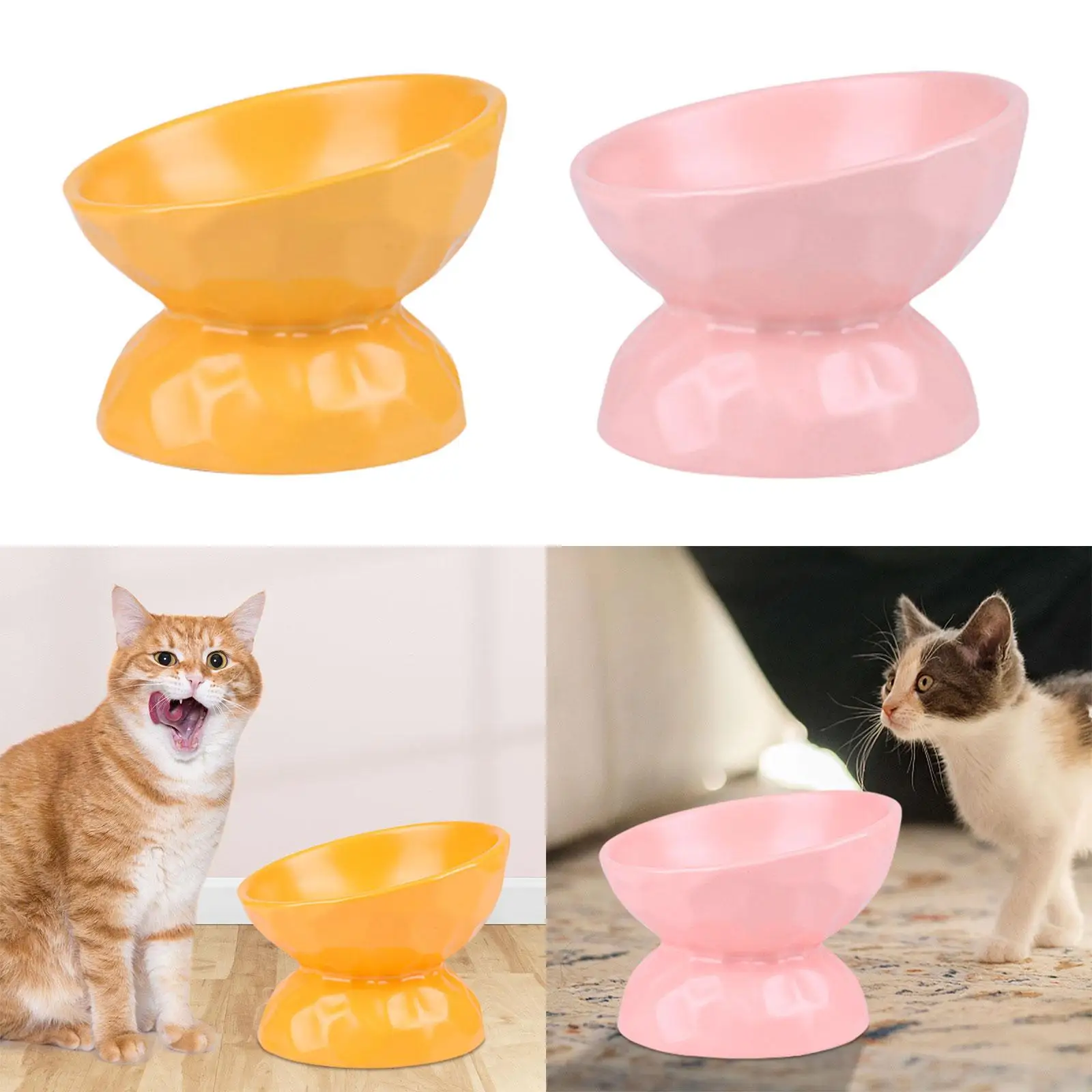 Raised Cat Bowl Pet Feeding Bowl Ceramic Pet Food Bowl Kitten Supplies Food Container Elevated Cat Food Bowl Pet Water Bowl