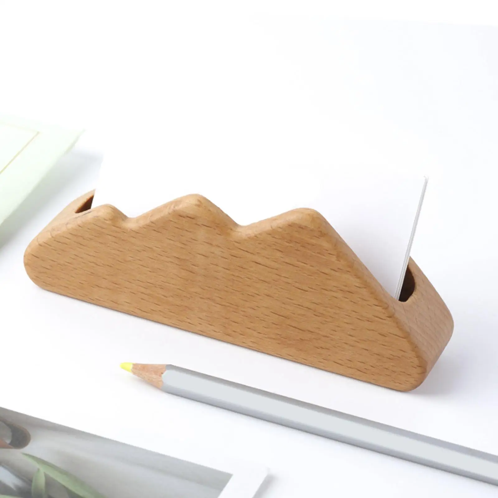 Business Card Holder Display Real Estate Agent Supplies Business Card Stand Wood Rustic for Tabletop Business Desktop Reception