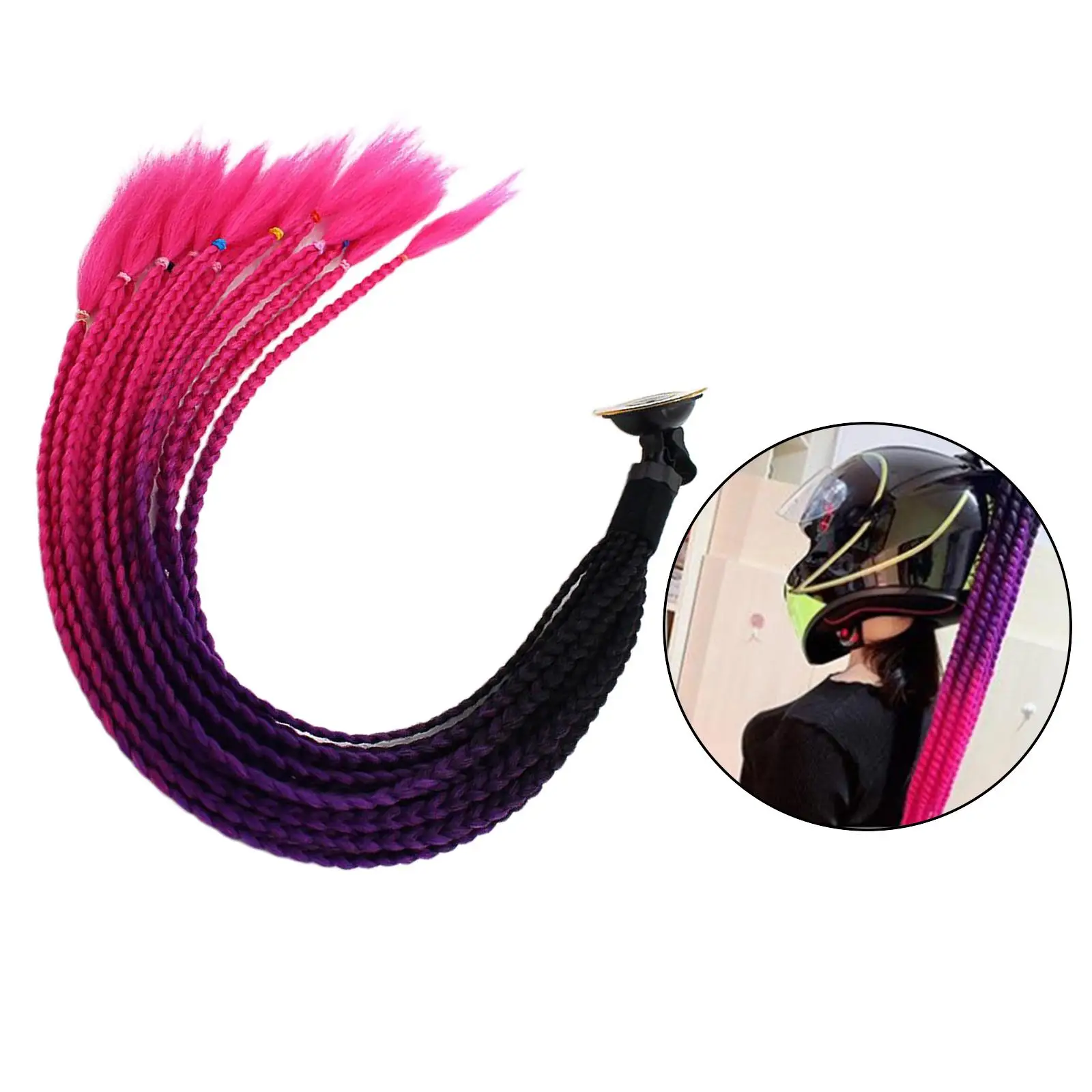 2x Unisex Adults  Gradient Ramp  Ponytail Curly  Hair for Motorcycle Motor  Black Rose Red