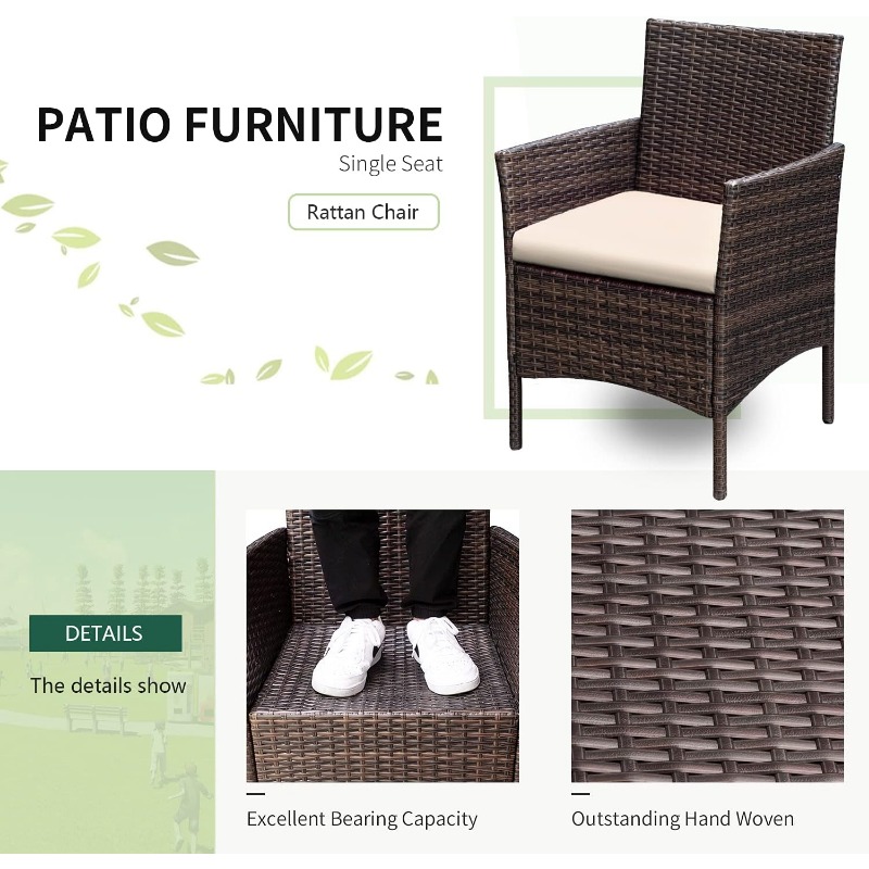 Title 5, Greesum 3 Pieces Patio Furniture PE Rattan Wick...