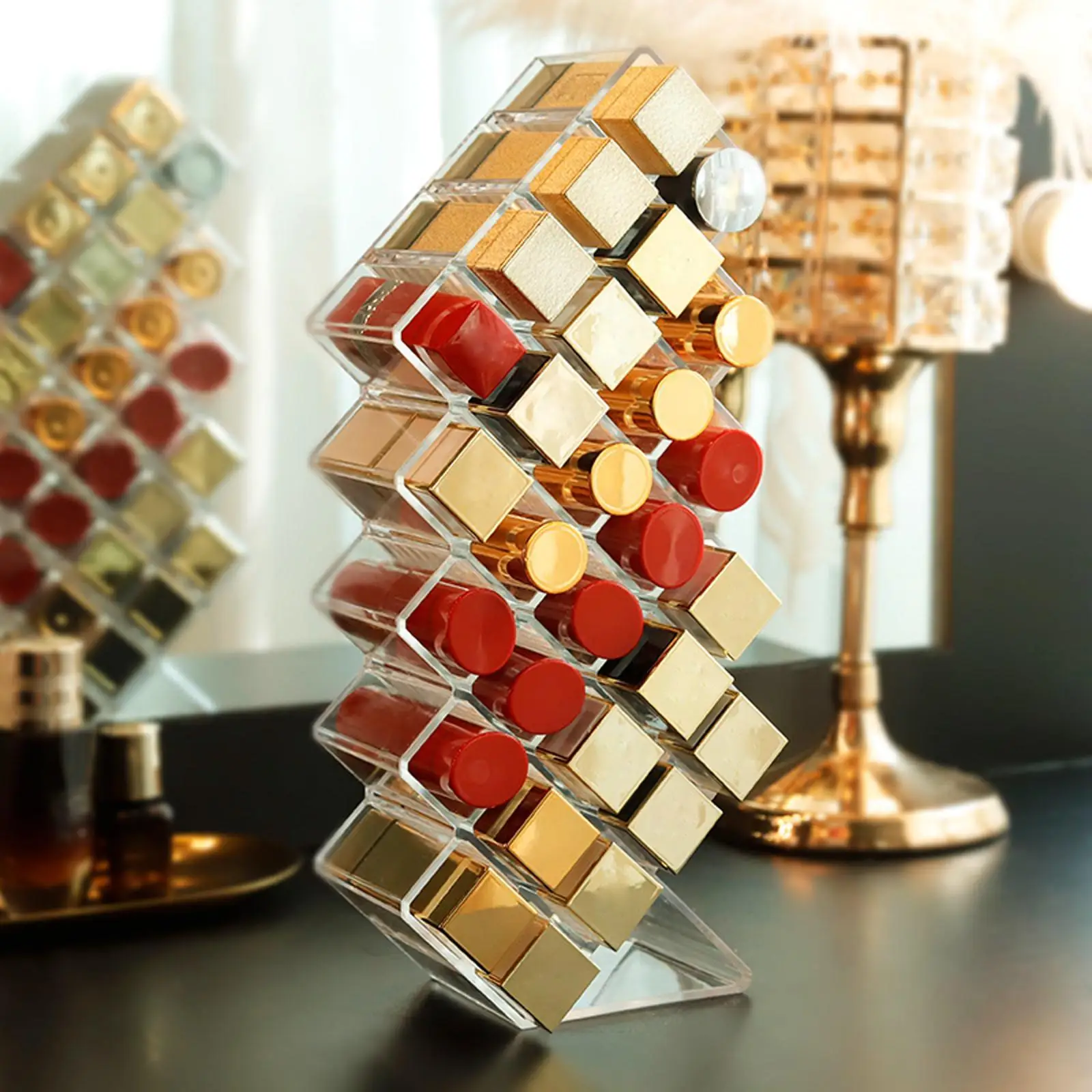 Clear Acrylic Fish Shape  Organizer,  Storage Holder Stand for 28 , Perfect for Makeup Cosmetic Dresser Display