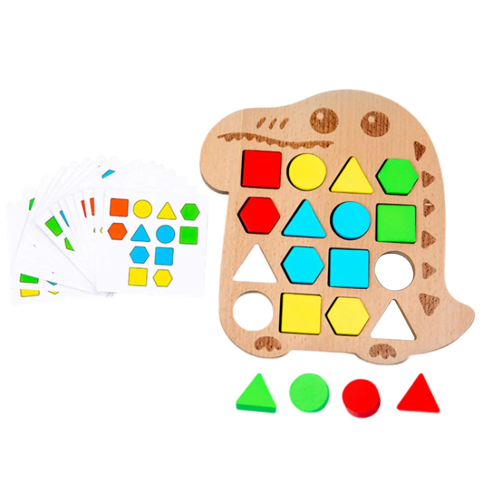 Shape Matching Puzzle Game Educational Toy with 15 Cards Learning Toy Shape Quick Matching Board for Boys Girls Kids