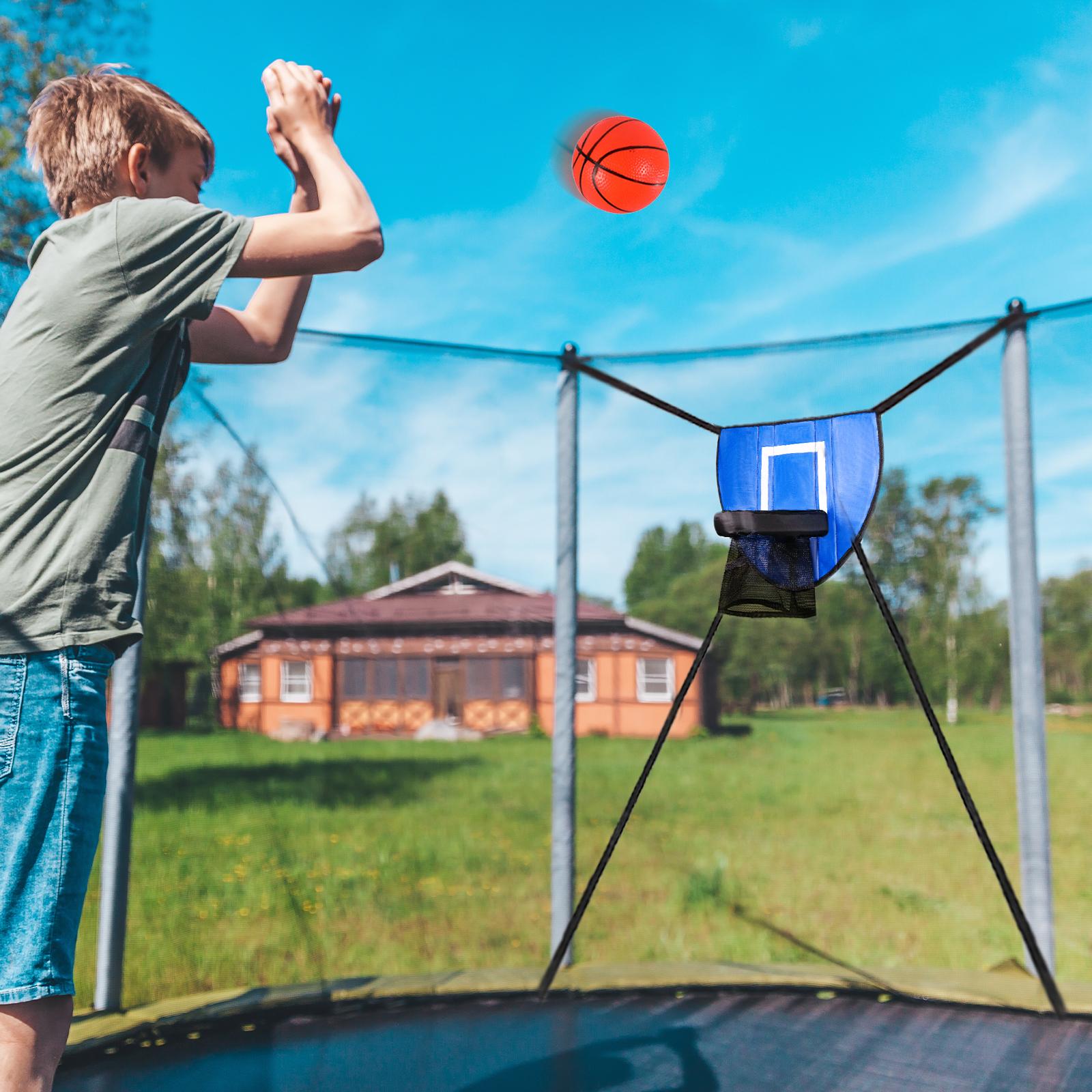 Mini Basketball Hoop for Trampoline with Enclosure Basketball Stand Trampoline Accessory for All Ages for Boys Girls Kids Adults