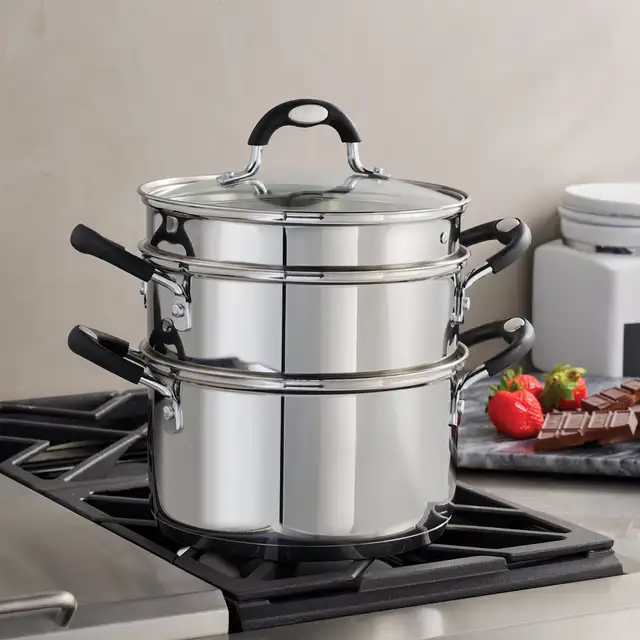 Stainless Steel Double Boiler/Pasta Cooker/Steamer with Cover
