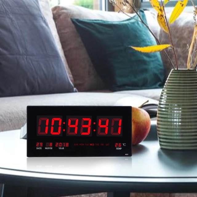 Orologio da parete digitale a batteria semplice grande sveglia LCD  calendario della temperatura data giorno per l'home Office CNIM Hot -  AliExpress