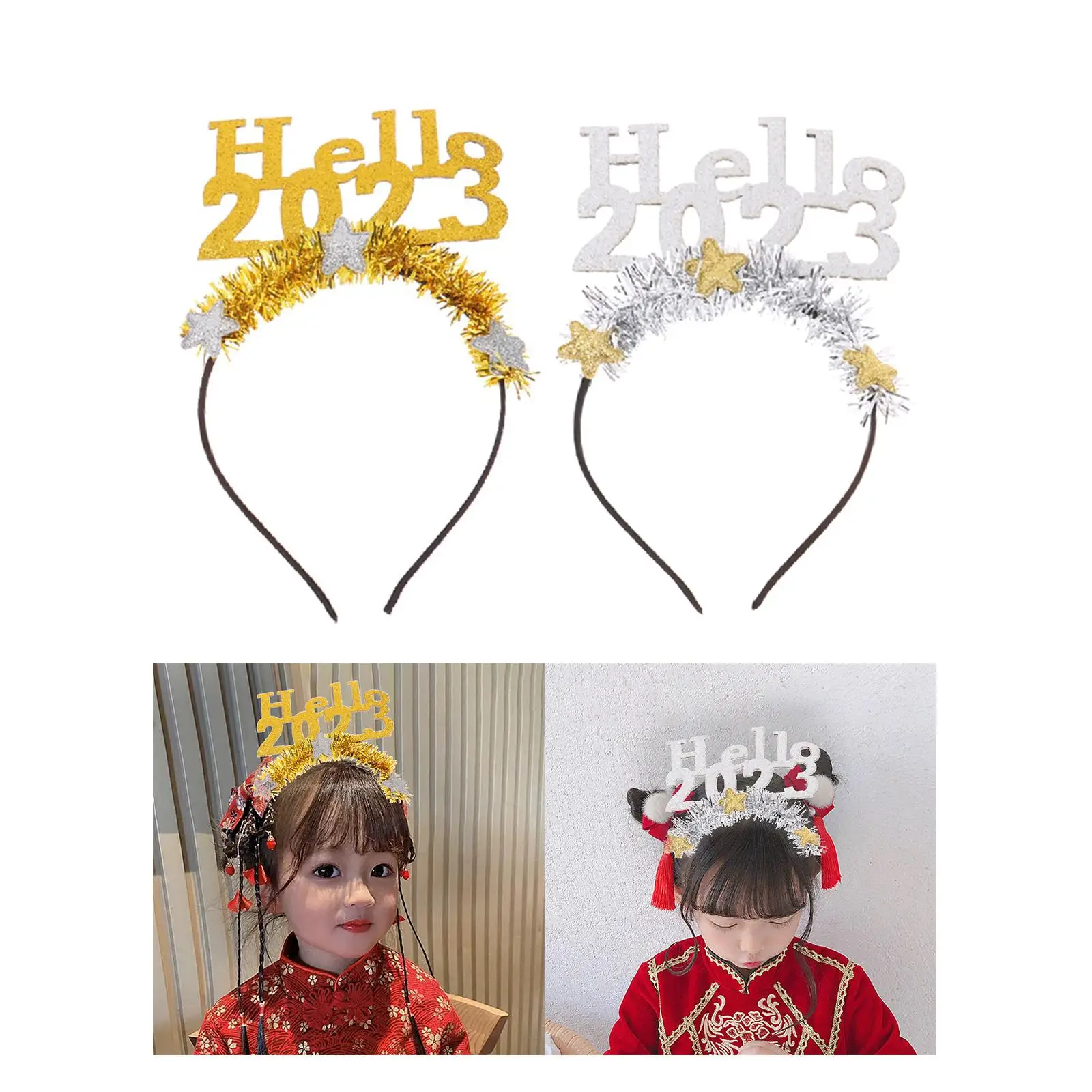 Funny Happy New Year Headband Photo Props for Party Favor Girls Decorations