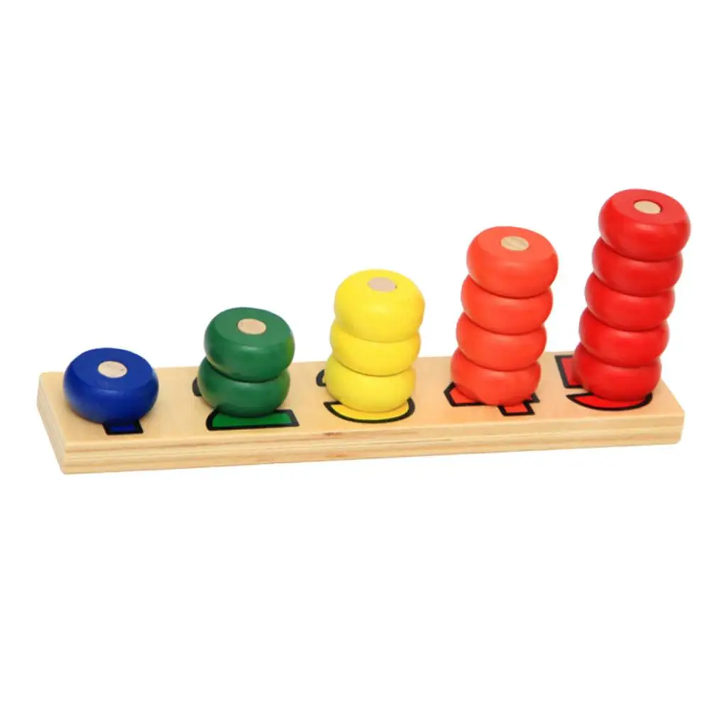 Wooden Montessori Toy Stacking Block of Geometry and Numbers Early Educational Toy for Children