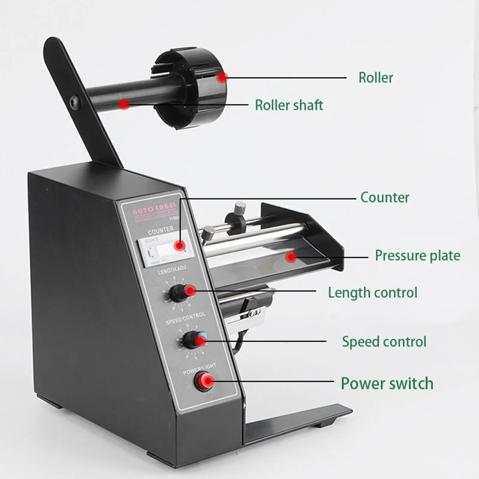 Automatic Label Dispenser Label Length 3 to 150mm 0-999999 Auto Counting Speed Adjustable Tape Dispenser Machine Label Stripper