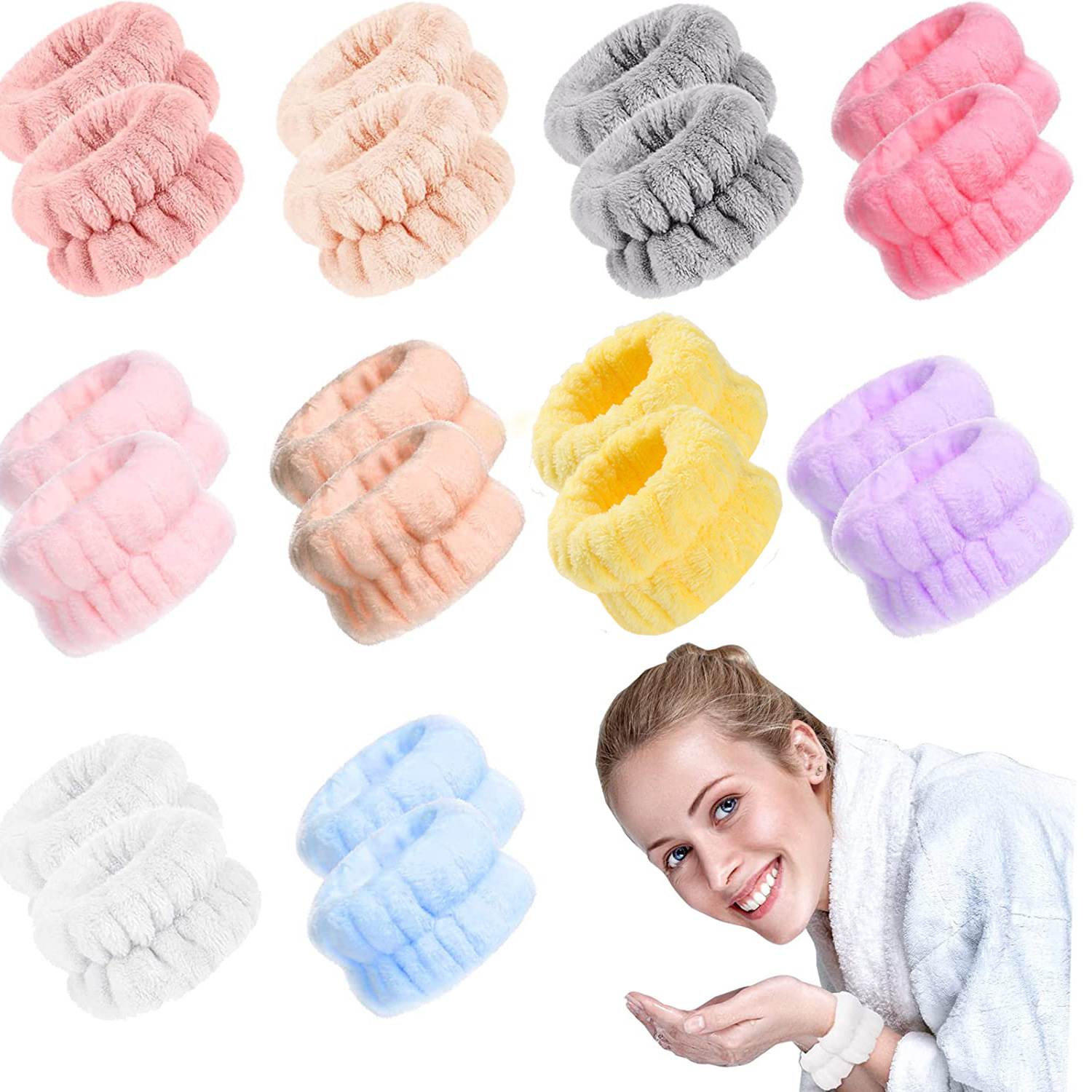 Best of Washing Face Spa Wrist Washband Hair Band Solid Color Microfiber Absorbent Hair Accesories Headwrap Handmade Makeup Reviews & Tips