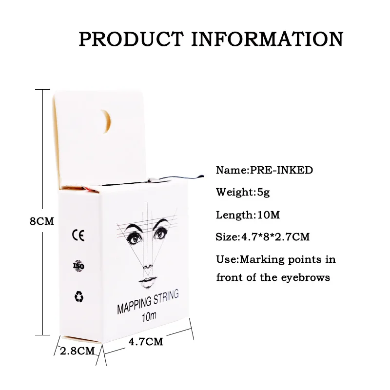 Microblading Mapping String Pre-Inked Eyebrow Marker thread Tattoo Brows Point 10m Pre Inked tattoo PMU string for mapping S2b42acc888684a85aabf096ae59fbe39G