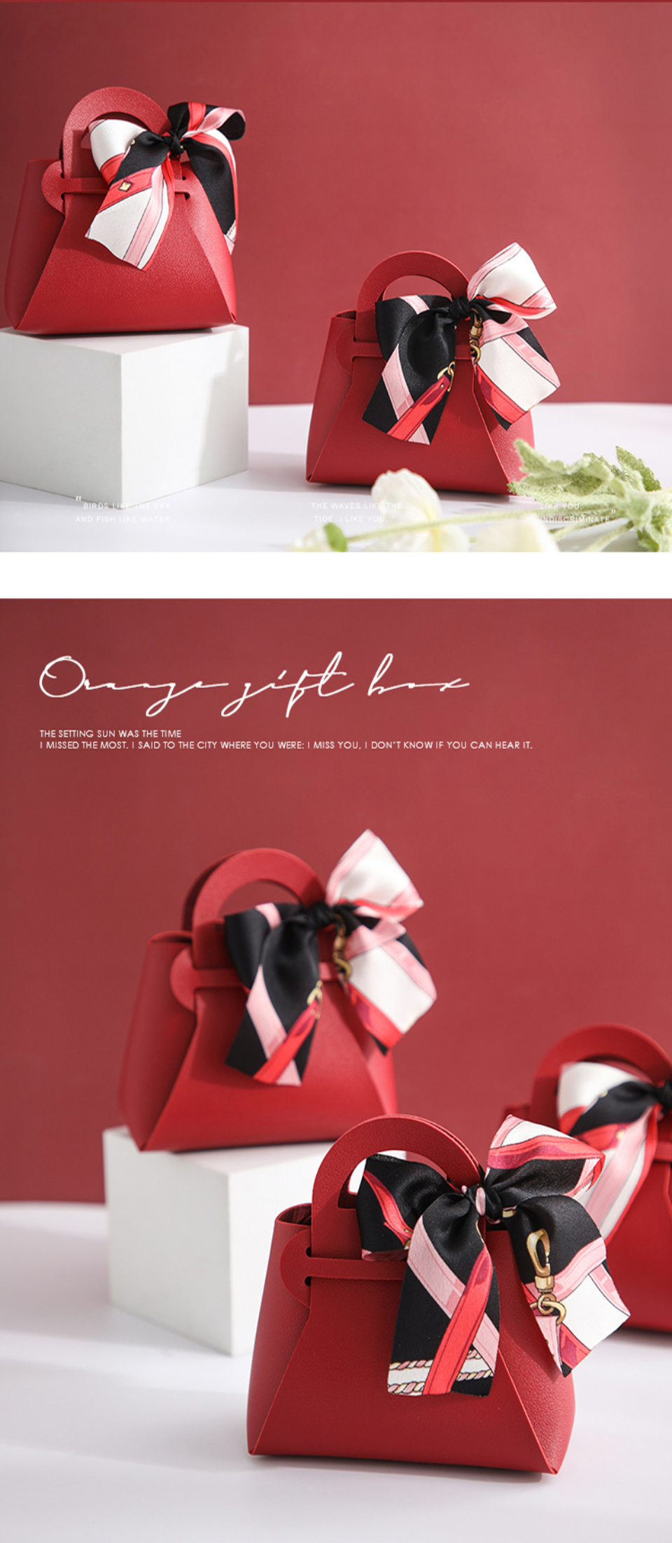 3PCS Leather Favour Bags with Scarf – Wedding Party Decoration, Baby Shower, Ramadan, E... - SKU LFB02117 - UGI Packaging