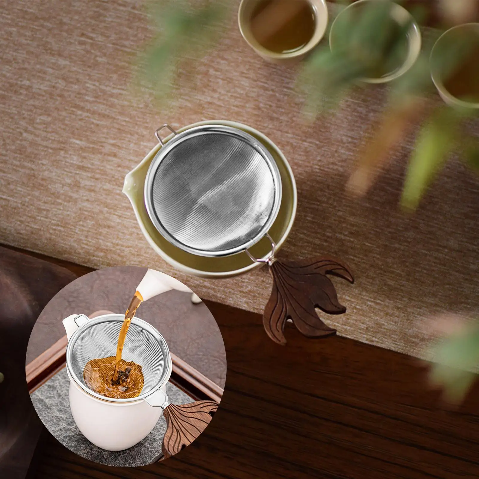 Reusable Tea Strainer, Tea Leaves Steeper with Handle Tea Interval Diffuser Tea Infuser Filter, for Restaurant Tea Room