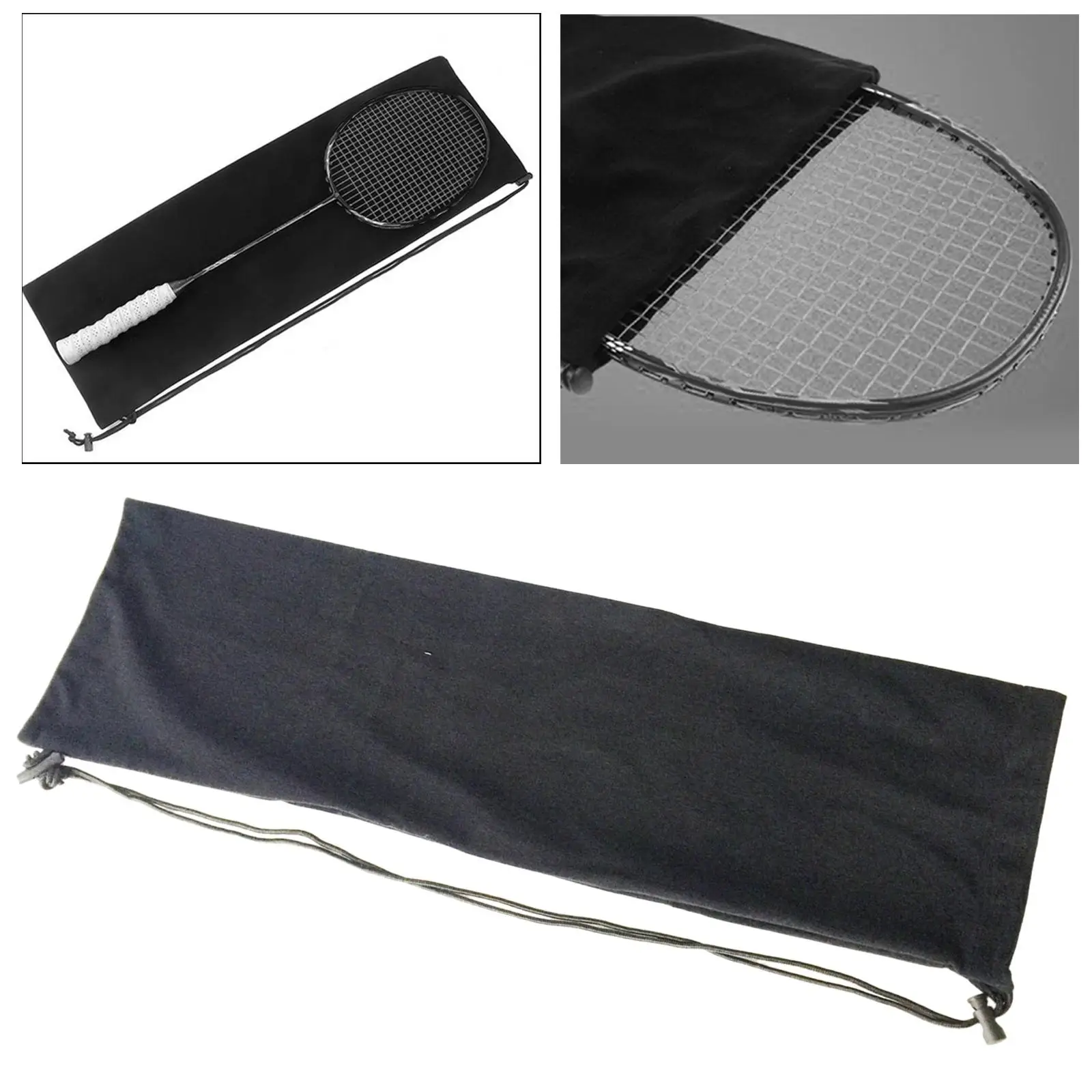 Badminton Racket Cover Bag Drawstring Bag Protective Carry Case Soft Dustproof Pouch for Beginner Players Outdoor Sports Unisex