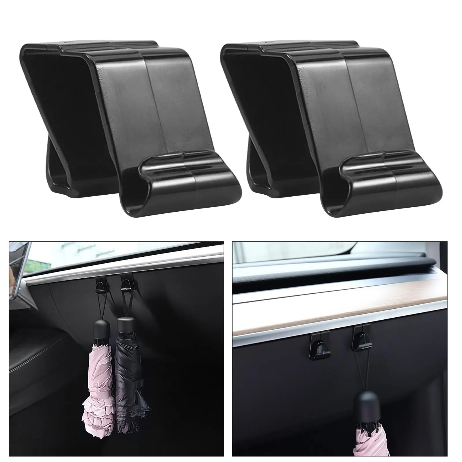 2x  Hook, Anti Swinging Universal ABS Interior Auto Accessories  Holder, Fits for  Model 3 2017