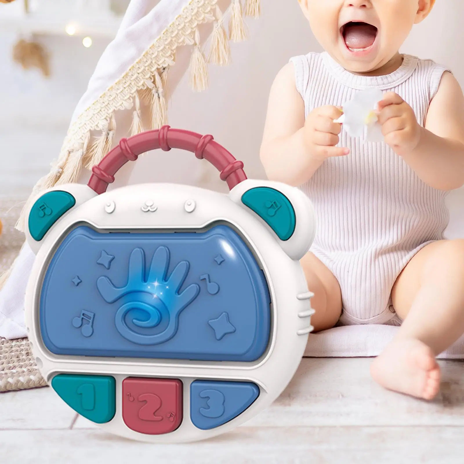 Babies Light up Drum Toys Multi Functions Baby Musical Drum Toy Hand Clapping Drum with Music Light for Girls Newborn