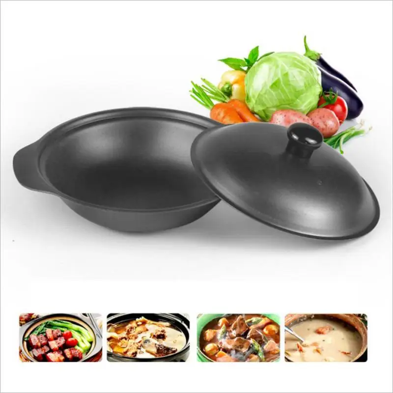 Black Cookware Iron Casserole Pot Frying Pan  and Outdoor Use Stovetop