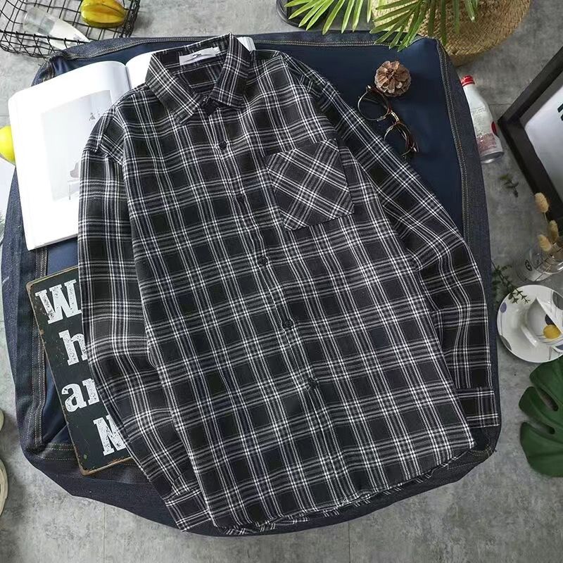 Long Sleeve Men's Shirt and Blouse Cargo Clothes with Pocket Plaid Male Top Luxury Button Aesthetic Sleeves Fashion 2024 Vintage