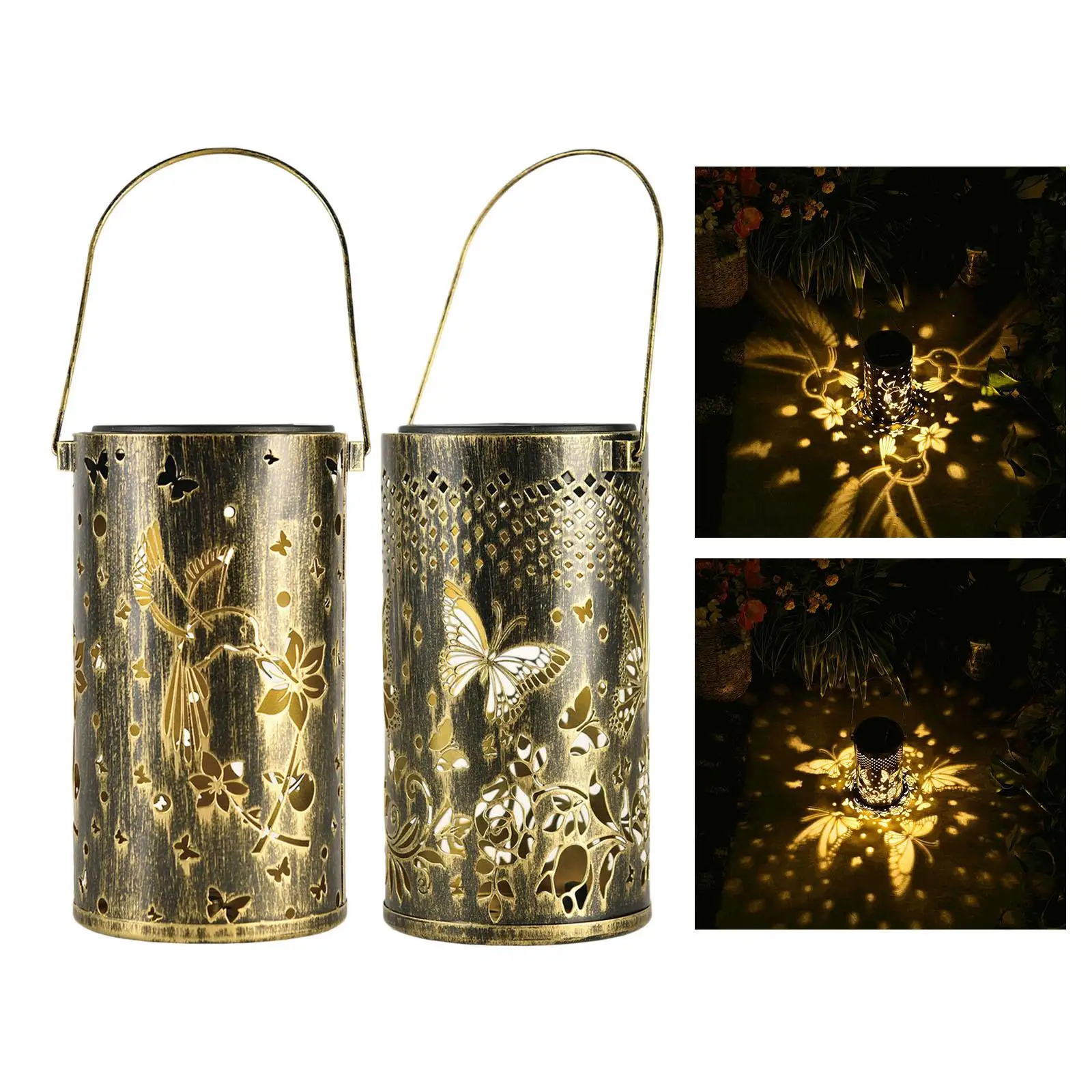 Garden Hanging Solar Lantern Leaves Pattern Landscape Lamp.7x7.9in