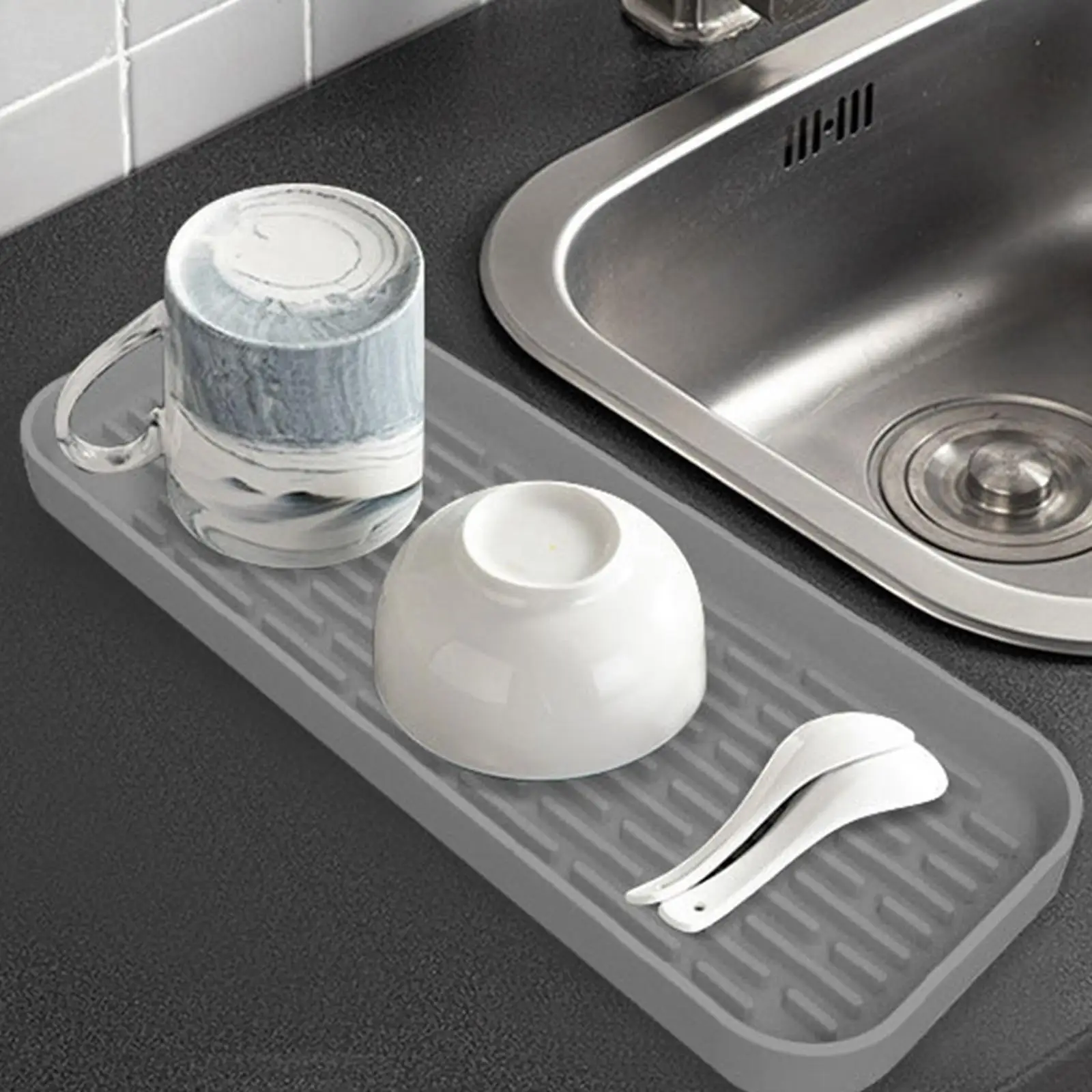 Silicone Tray Kitchen Storage Tray Waterproof Protector Mats Tableware Drip Tray Heat Resistant for Home Countertop Bathroom