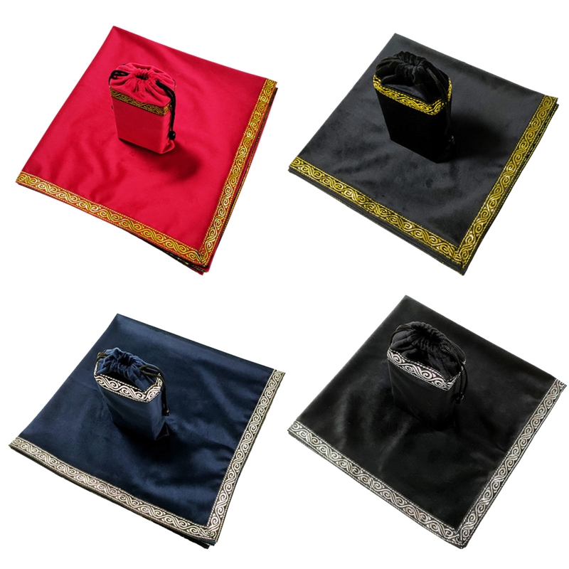 270C Velvet Divination Tablecloth with Tarot Pouch Bag Metaphysical Altar Table Cloth