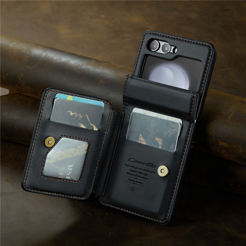 EUCAGR Luxury Magnetic Wallet PU Leather Case For Samsung Galaxy Z Flip 5 6 7 Card Solt Holder Pocket Cover For Galaxy Z Flip7 5