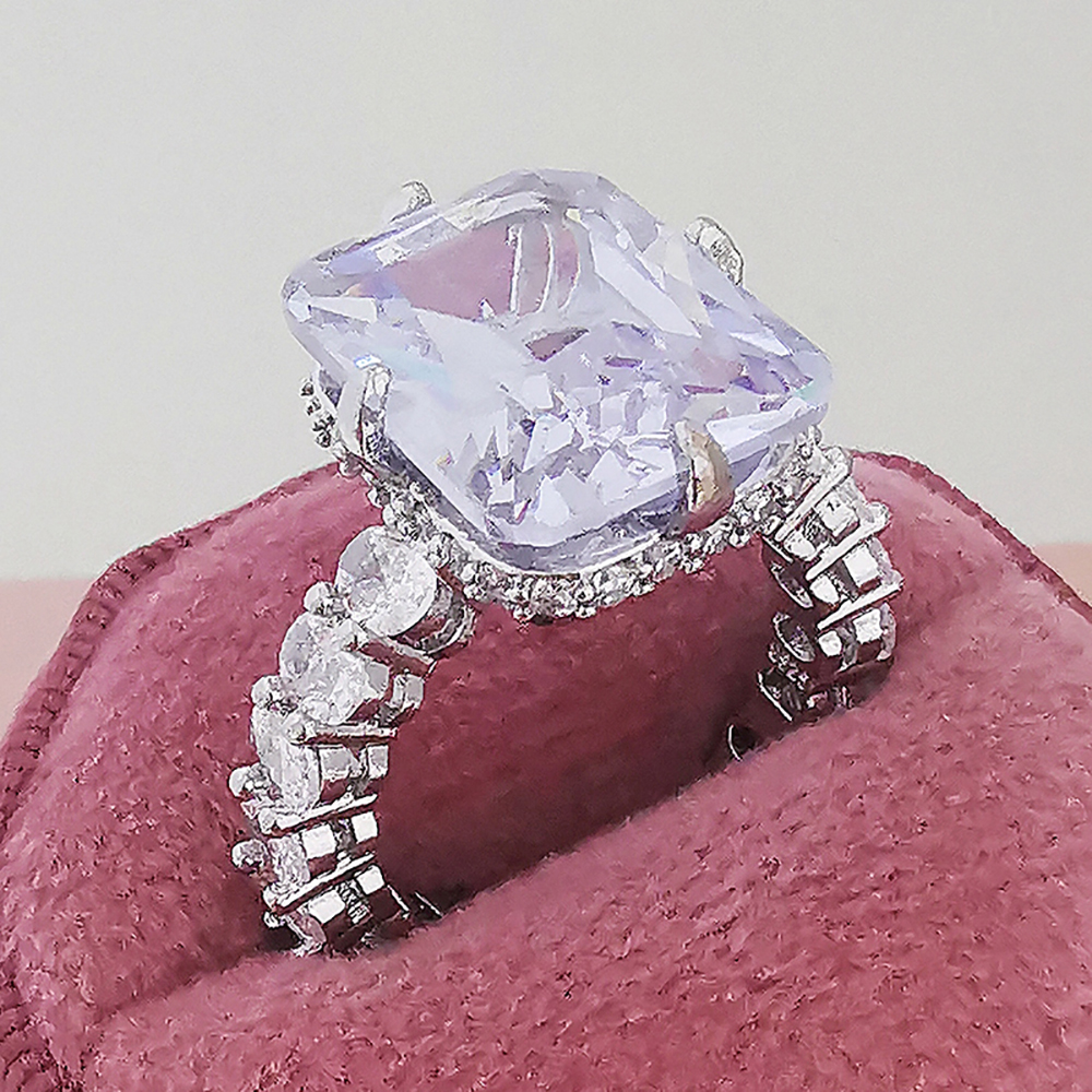 2 stücke Pack silber farbe braut Schmuck set halo Engagement ring runde stud ohrring für Hochzeit weihnachten geschenk party J7277 – Detail 9