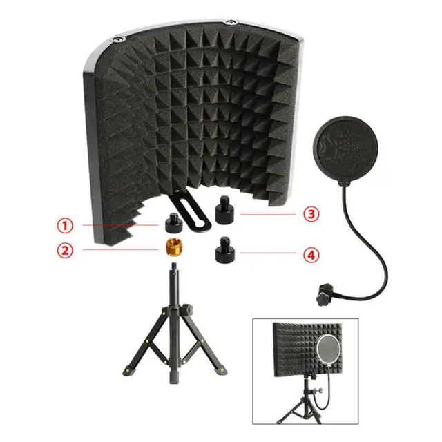 Bouclier d'isolation pour microphone avec trépied, isolation