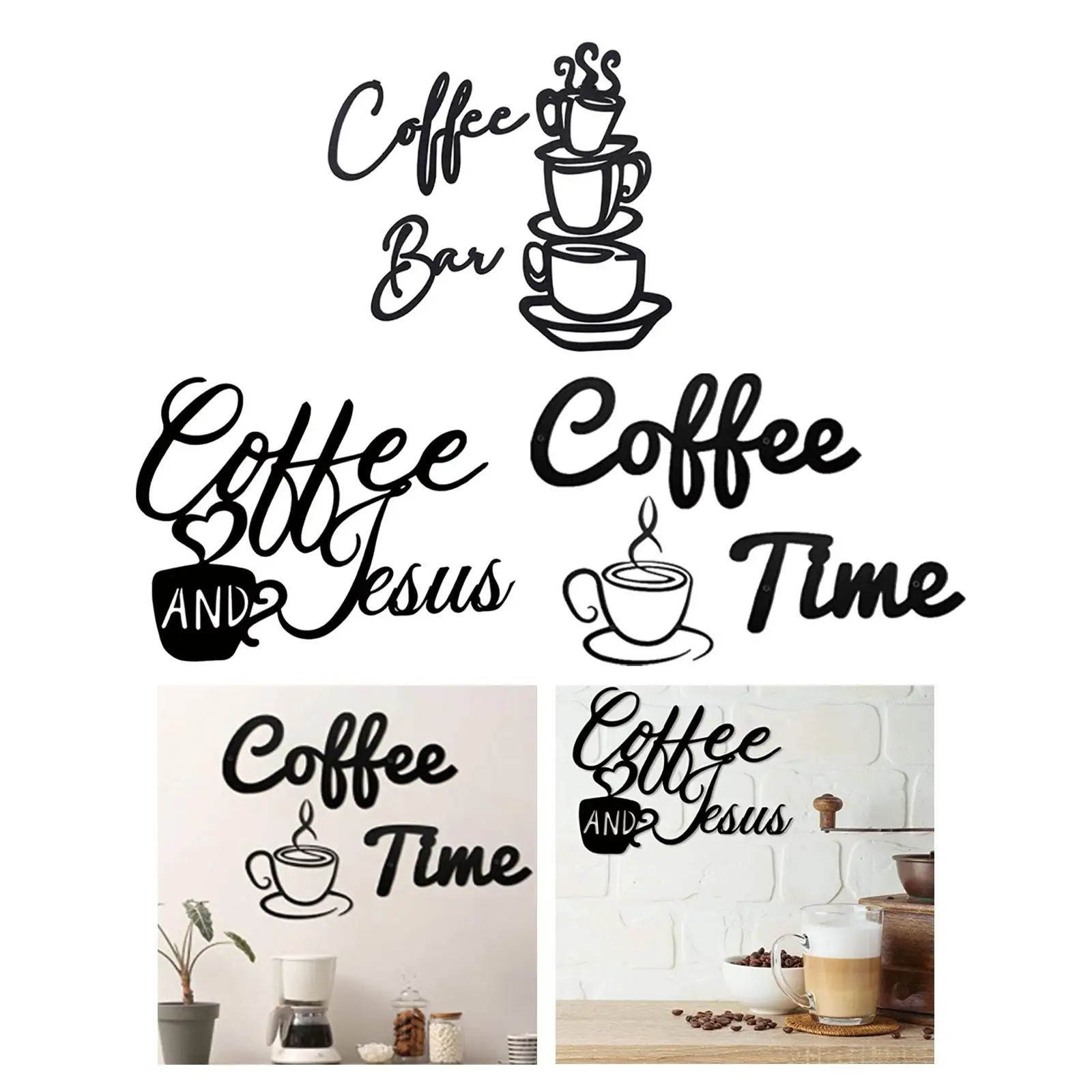 Hanging Wall Art Sign Wall Art Decor Wall Sculptures Kitchen Home Rustic Metal Coffee Sign for Background Bedroom Coffee Station