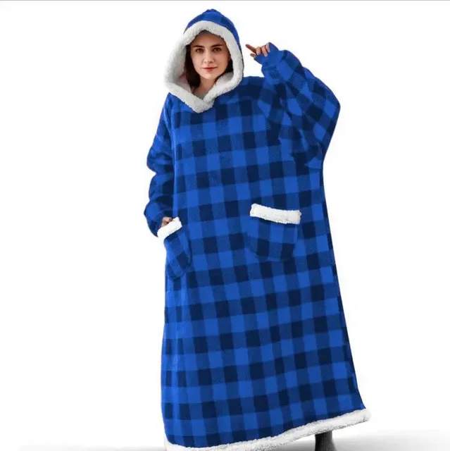 Oversized Hoodie Blanket With Sleeves Winter Hoodies Sweatshirt Plaid Plush hotsell Weig