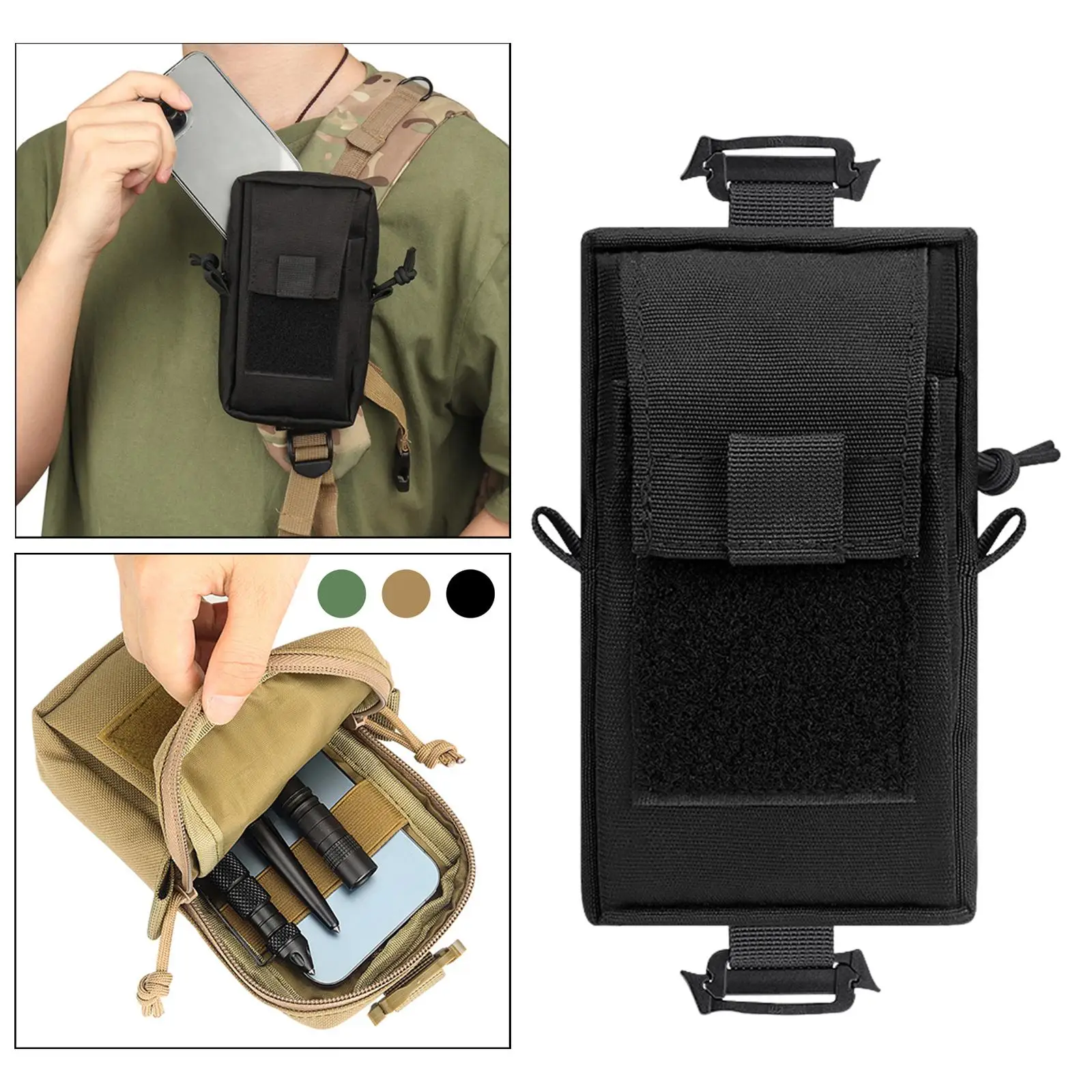 Molle Mobile Phone Pouch Interphone Holder Keys Sundries Shoulder Strap Purse for Outdoor Hunting Hiking Backpacking Climbing