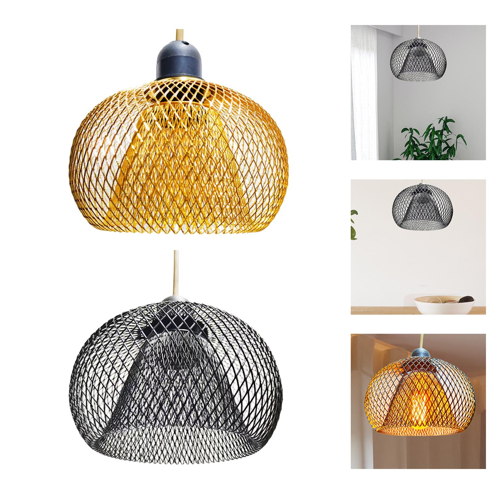 Metal Wire Pendant Lamp Shade Hollow Out Retro Cage Guard Lampshade for Dining