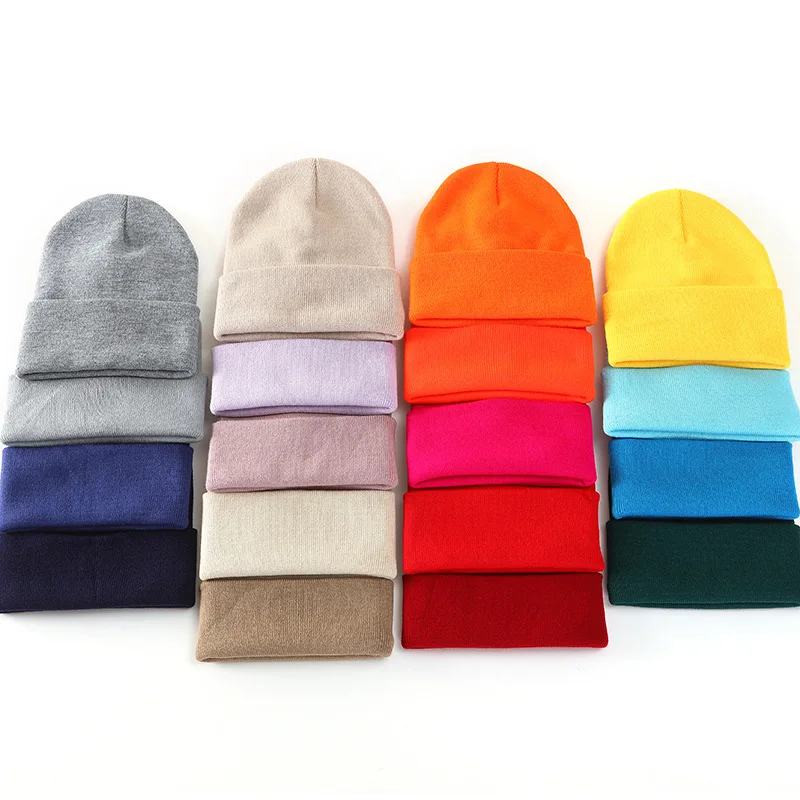 Charmingjolly Solid Color Women Knitted Hat Men Winter Pure Warm Ear Protection Beanie Bonnet Acrylic Korean Style Fashion Youth Girls Cap 