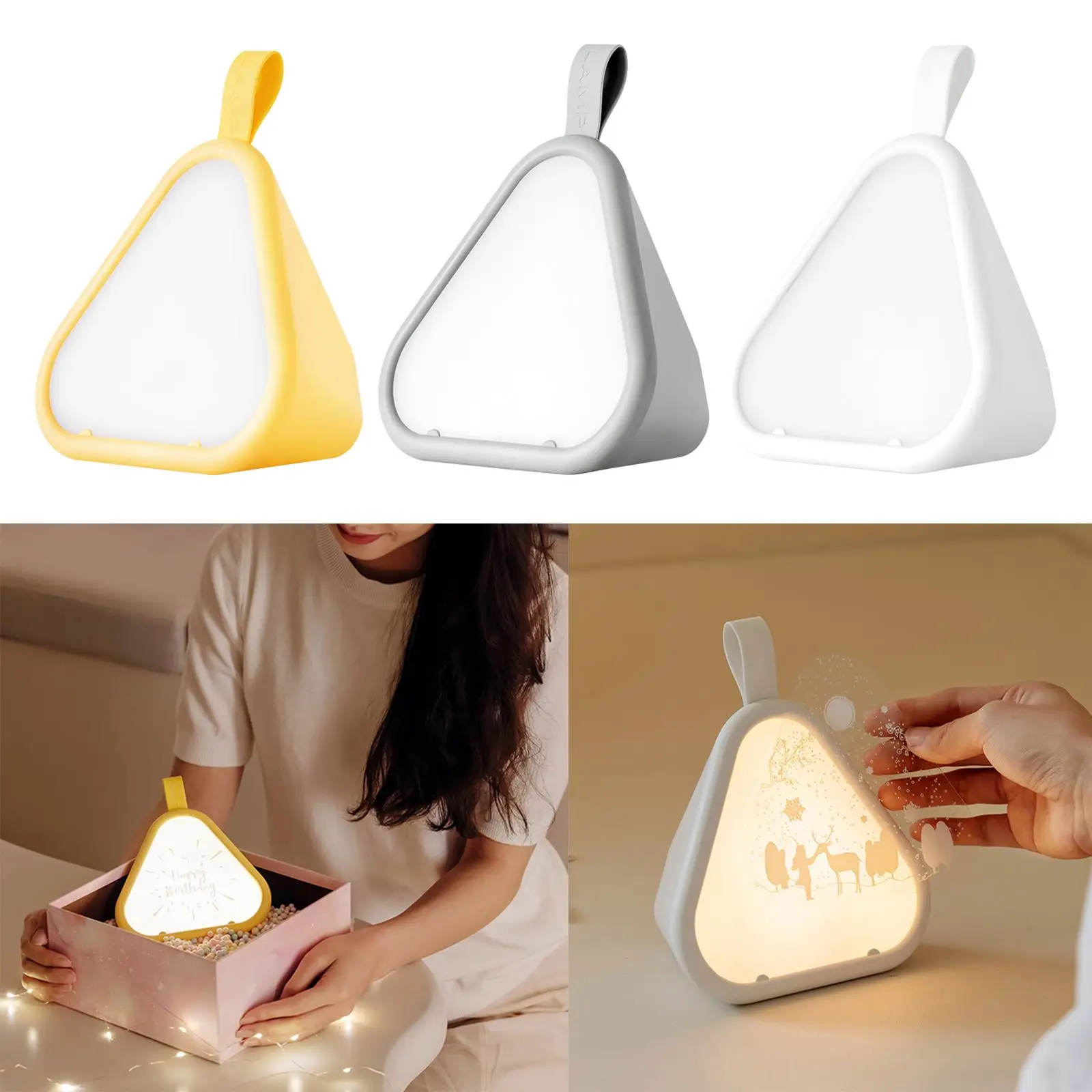 Night Light with Handle Rechargeable Eye Protection Table Lamp for Bedroom