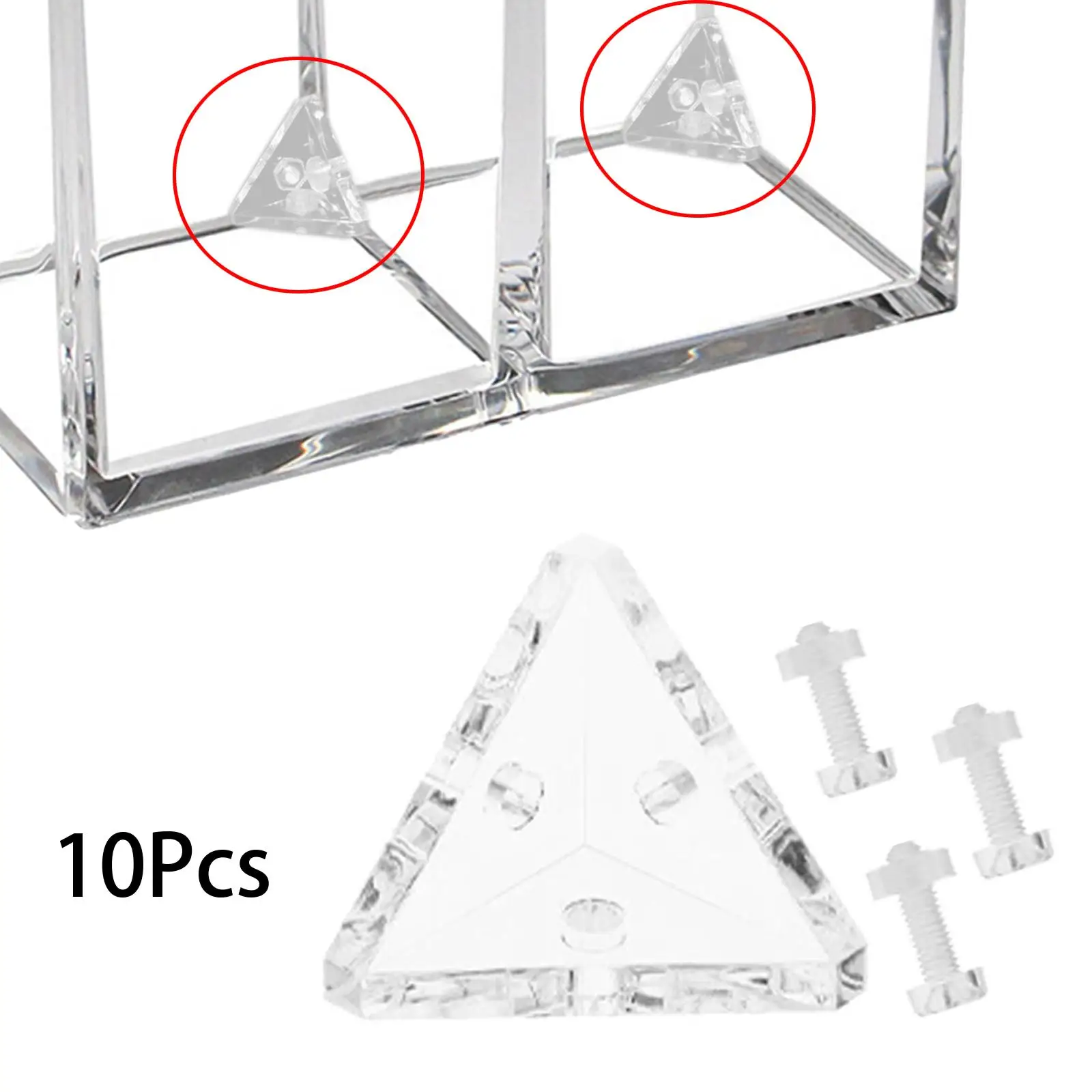 10 Pieces Acrylic Corner Brackets Display Case Triangle Connector Showcase