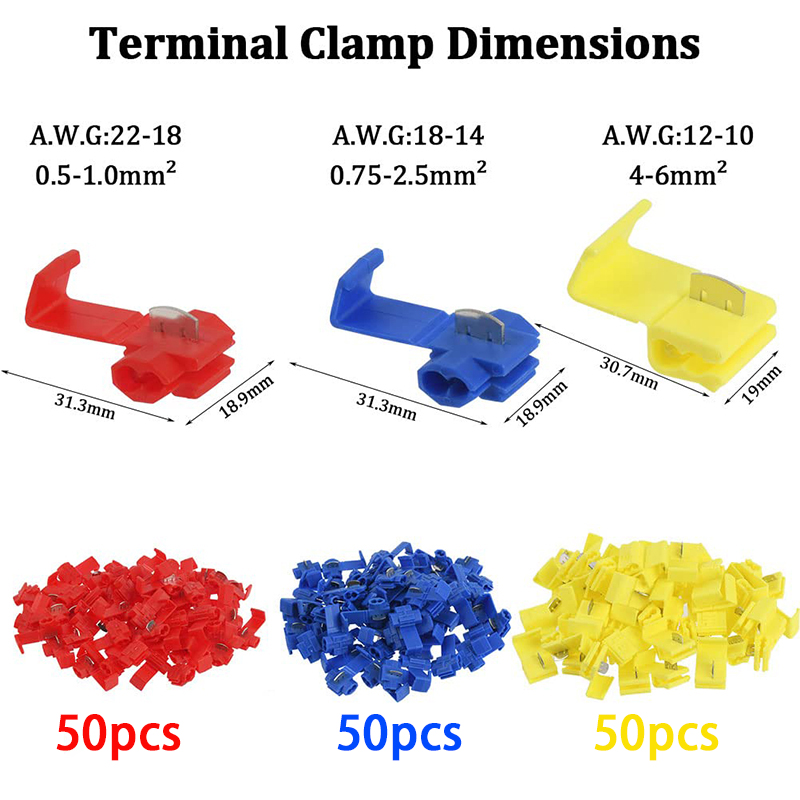 Description Picture 2 of item10-50pcs Wire Cable Connectors Scotch Lock Electric Quick Splice Terminals Crimp Non Destructive Without Breaking Line AWG 22-18