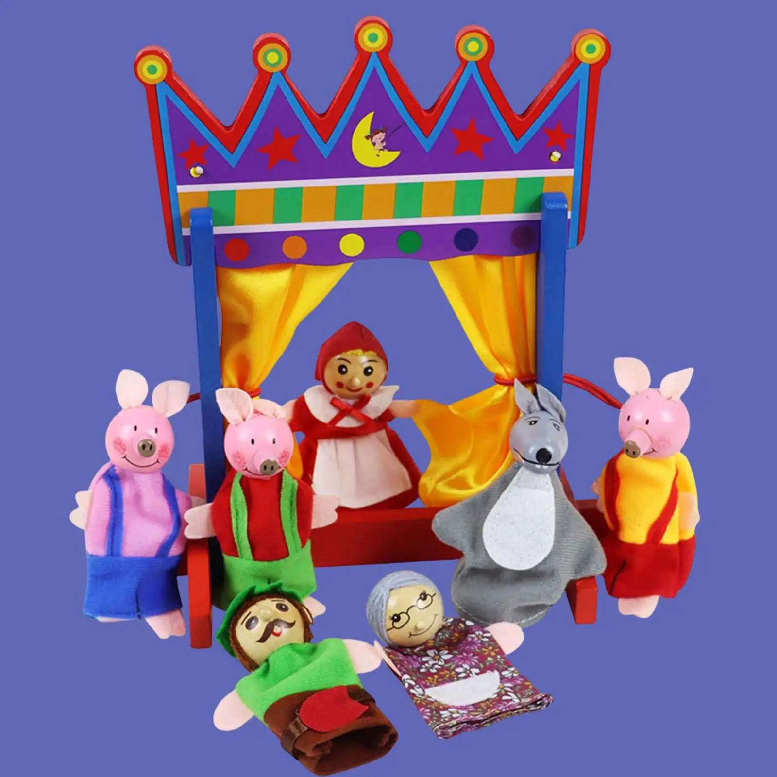 Simulation Mini Puppet Stand Set Party Favor for Story Telling Preschool