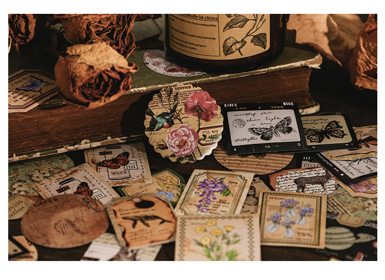 46pcs Vintage Mini Box Stickers for DIY Scrapbooking Journaling Collage Photo Album Sealing Decorative Stationery