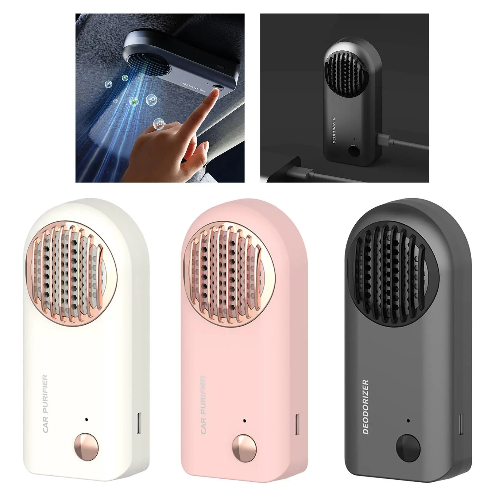 Portable Car Air Purifier Auto Cleaner with Clip Personal Office Fresh Air