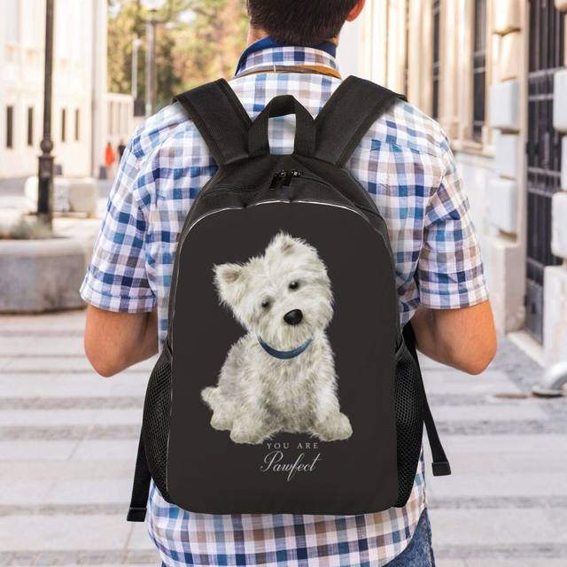 West Highland White terrier Westie Dog online Handbag Purse for Women Black Shoulder Bag Hand Painted