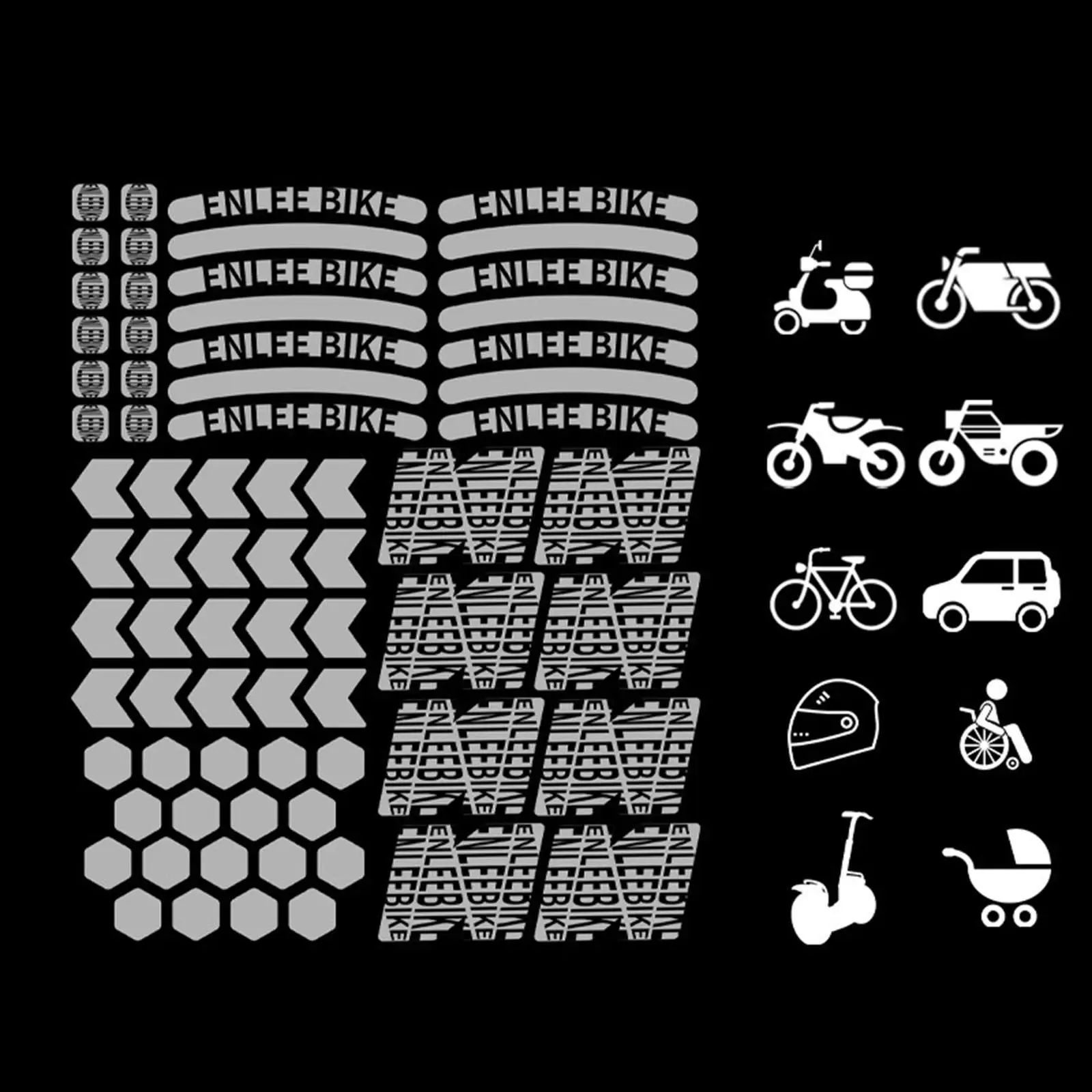 Pack of 72 Assorted Reflective Stickers Self  Decals Film Sticker for Wheelchairs Motorbike Motorcycle