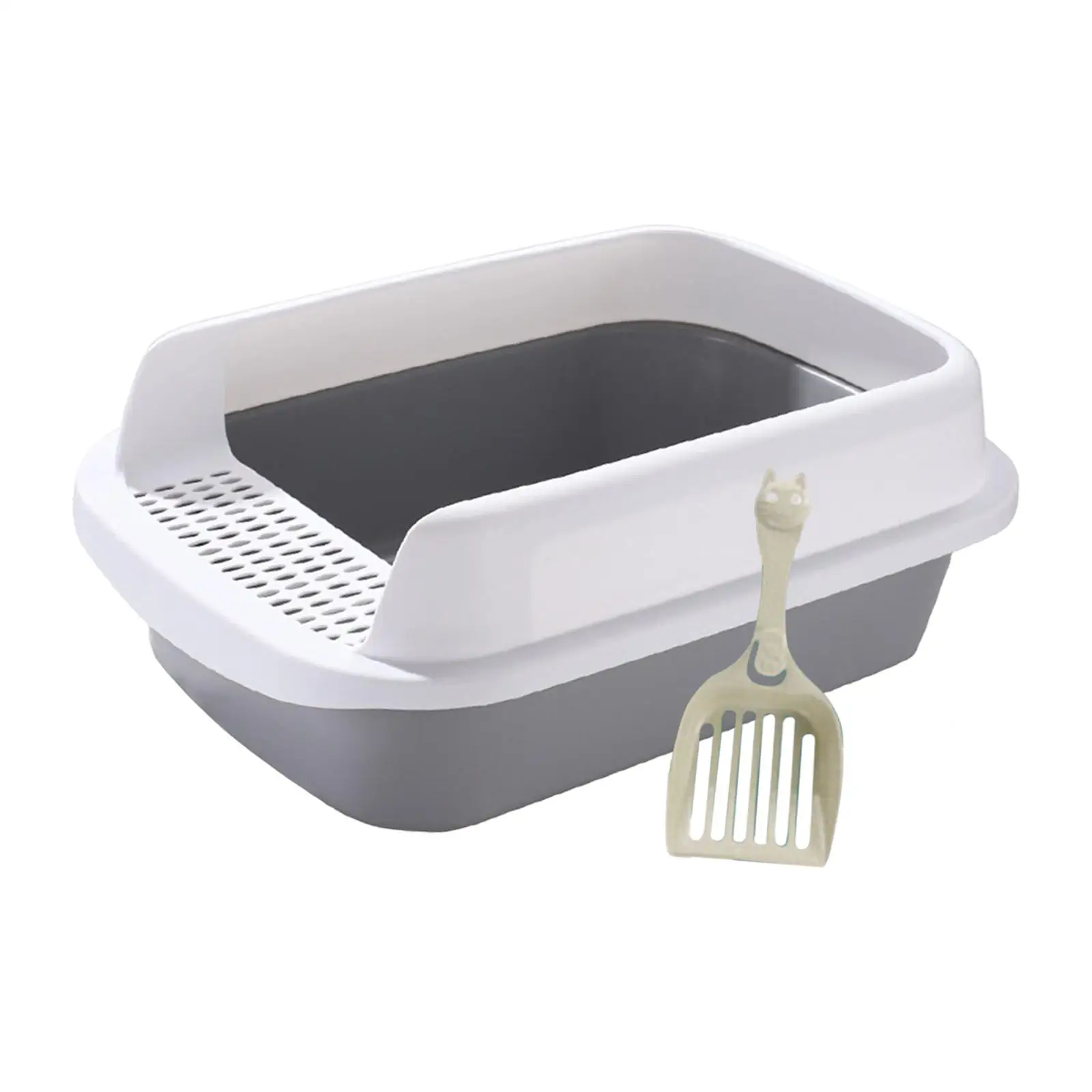 Cat Potty Toilet Heighten Semi Closed Pet Litter Tray Splashproof Bedpan Removable Litter Pan Large Sandbox for Indoor Cats