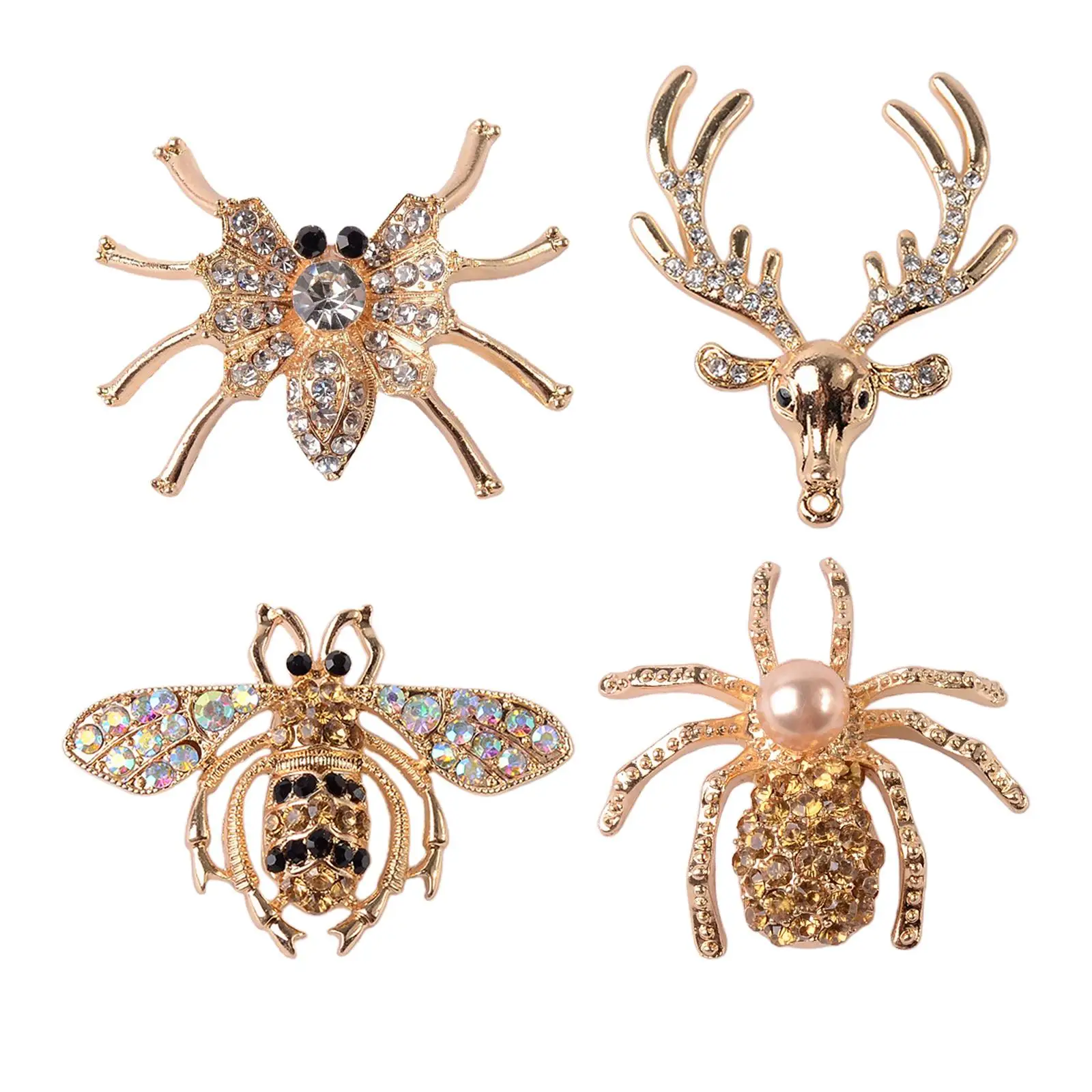4Pcs  Spider Deer Cabochons Flatback Charms DIY Crafting for Jewelry Making  Embellishment and Party Decorations