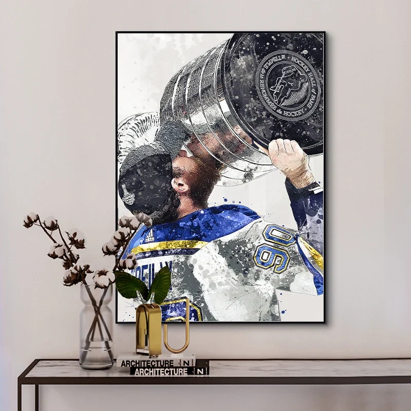 Description Picture 6 of itemWatercolors Famous Sport Ice Hockey Player Poster and Canvas Printing Wall Art Picture for Fans Room Home Club Decoration Gifts