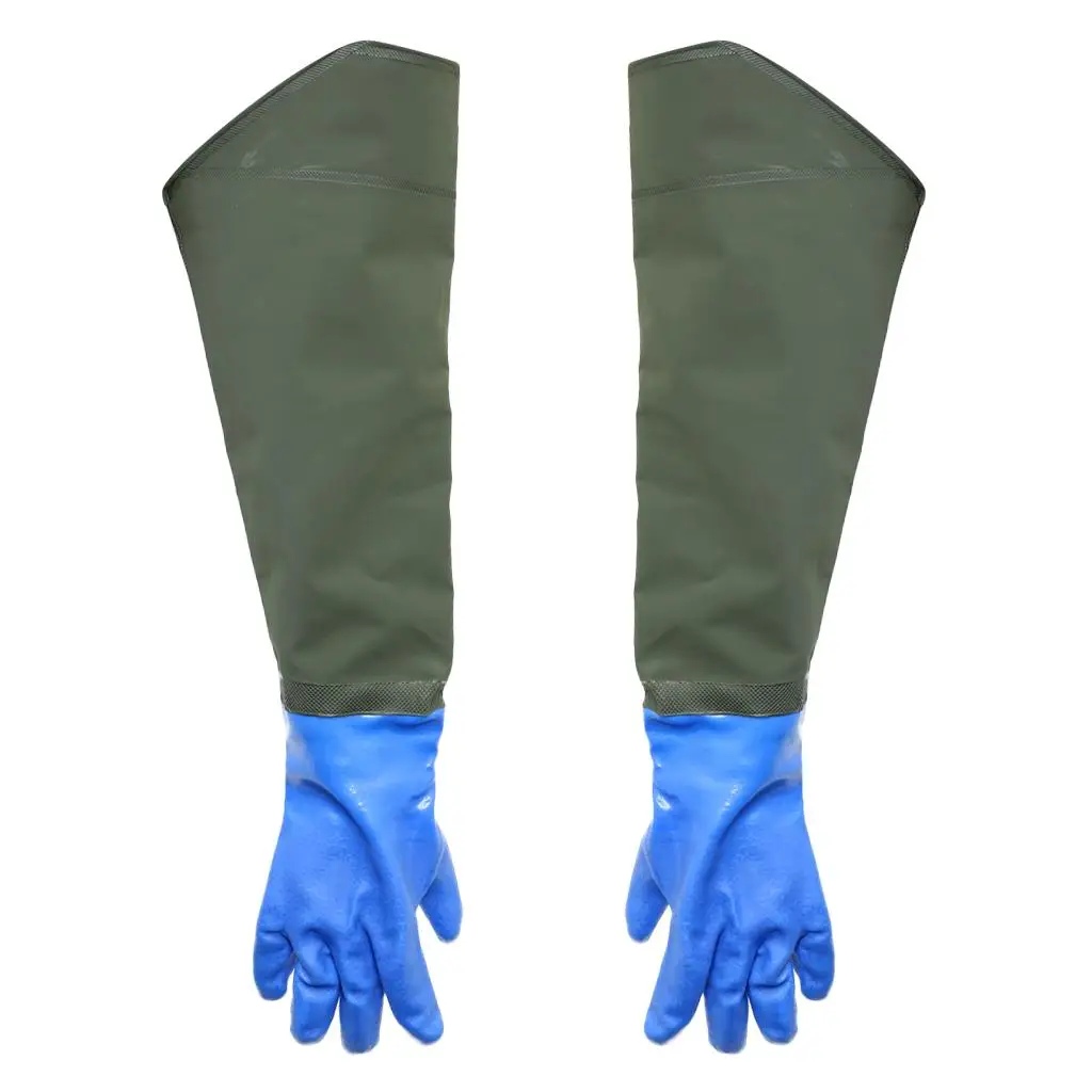 PVC Thickened Waterproof Fishing Glove Catch Fish Gloves With Velvet Blue