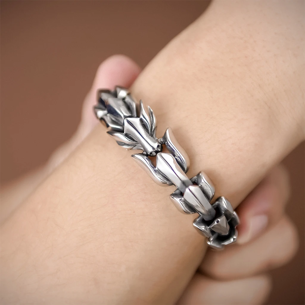 Jewelry Mens Biker Bracelet Titanium -themed Bangle Bracelet Gothic  