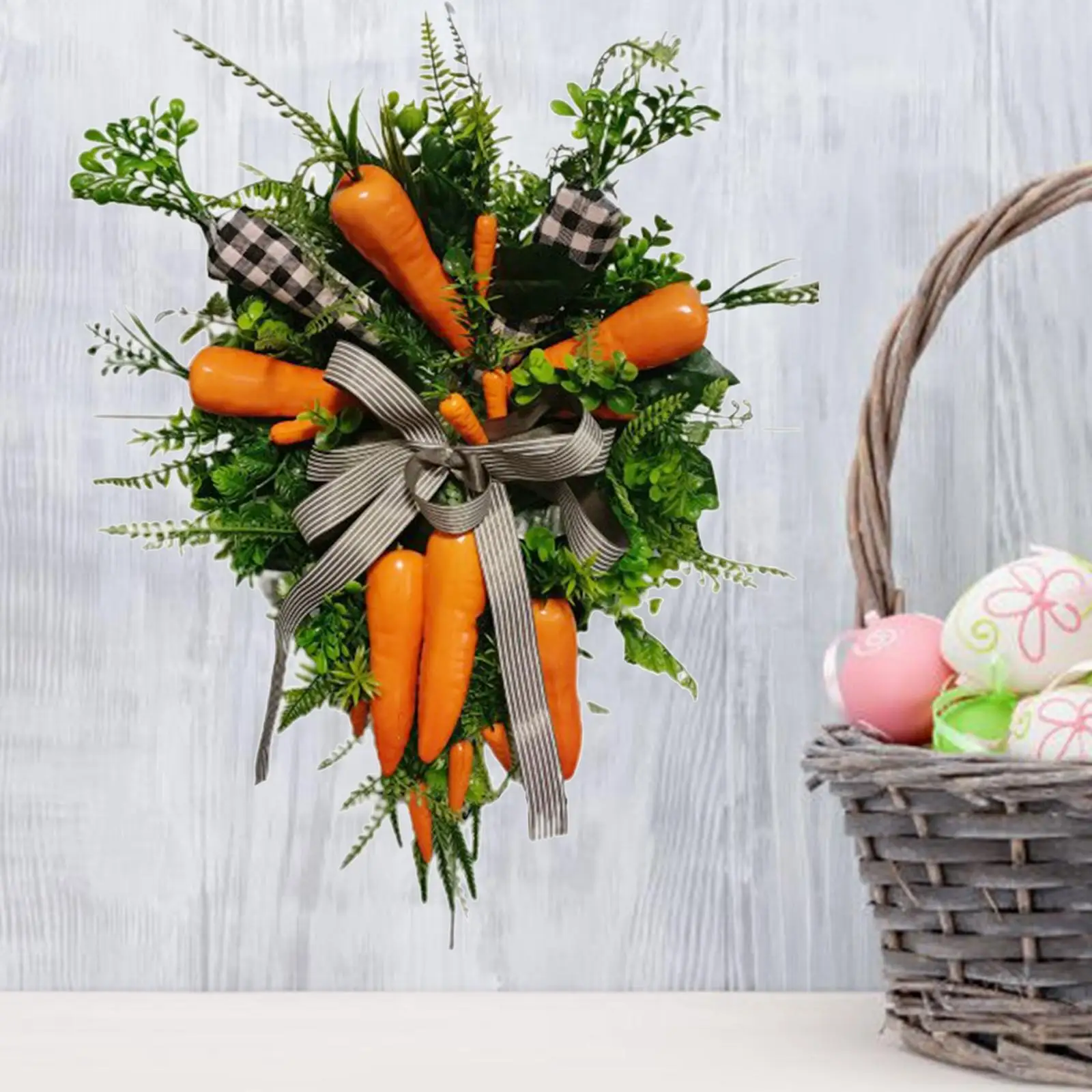  Artificial Easter Carrot Wreath Foam Carrots Wall Hanging Garland with Stripe Decor for Windows 7.5x4.3inch