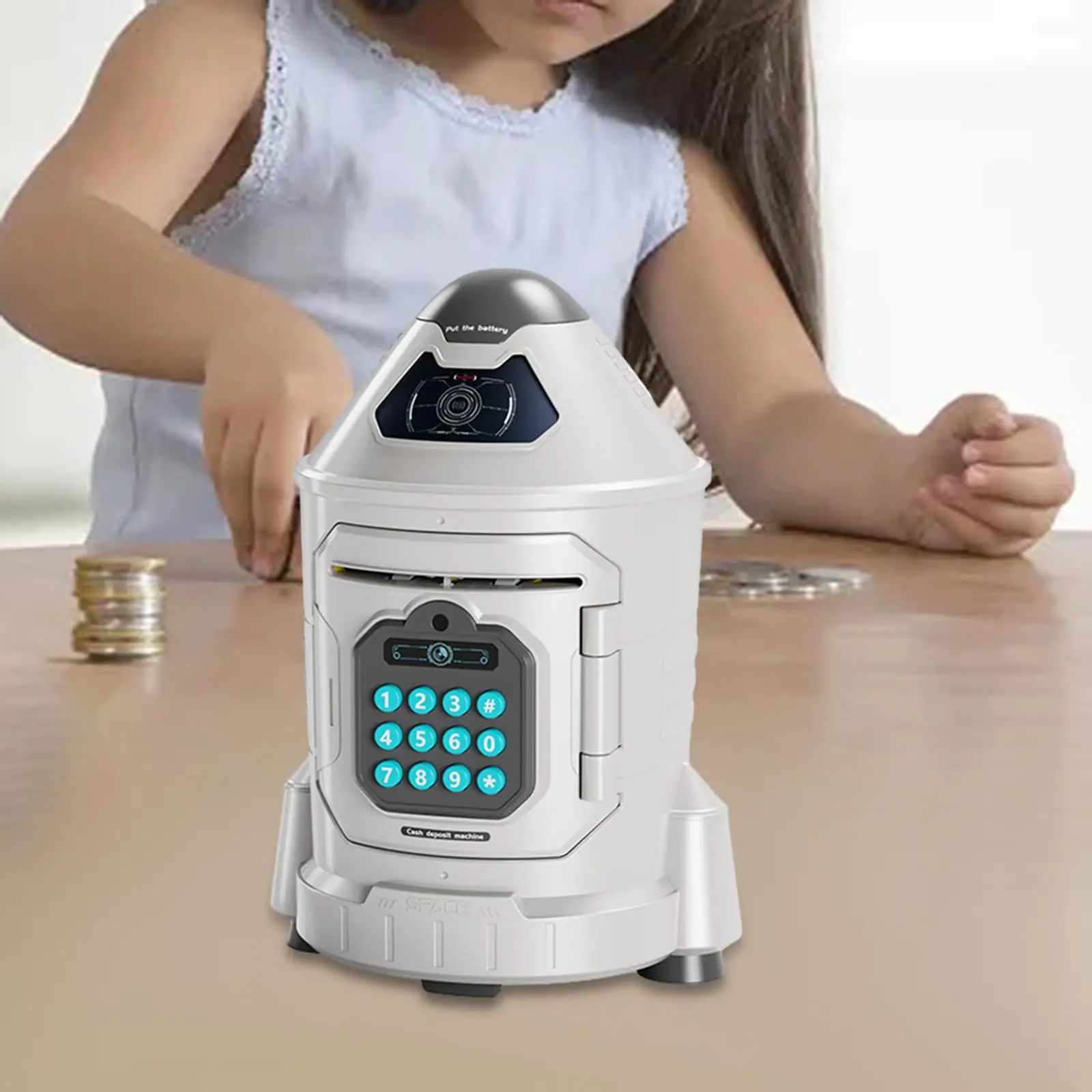 Rocket Piggy Bank Birthday Gifts Early Learning Money Bank Electronic Atm Savings Machine for Age 3-8 Years Kids Boys Girls